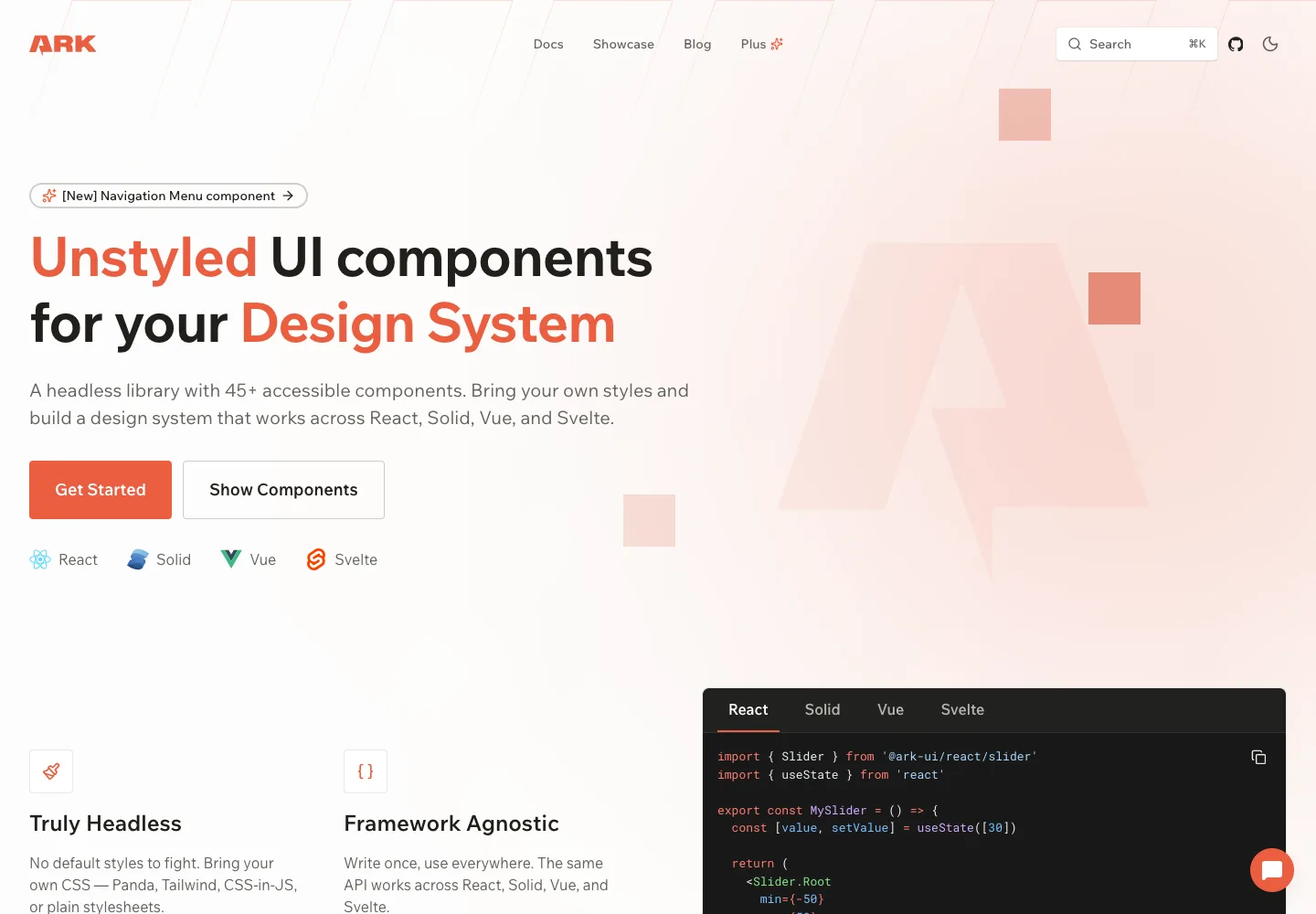 Ark UI — captured interface
