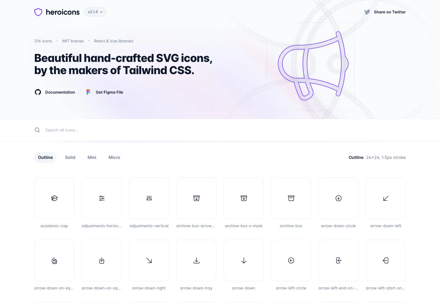 Heroicons — captured interface