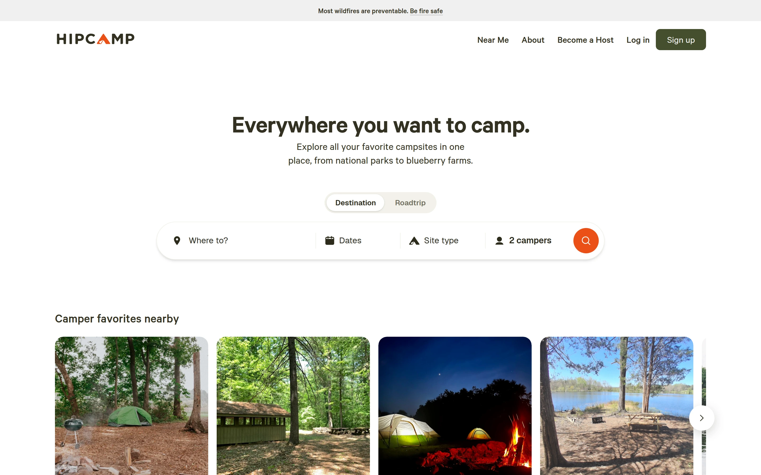 Hipcamp — captured interface