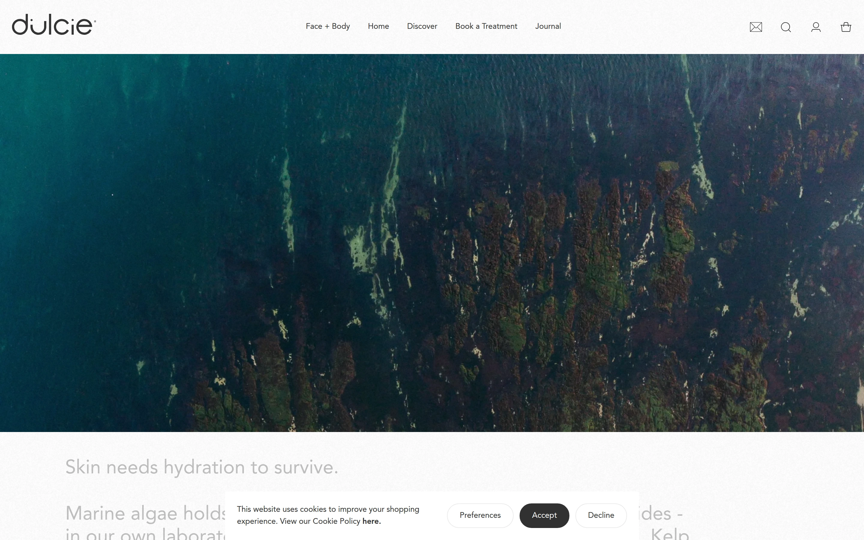 Dulcie — Marine skincare — captured interface