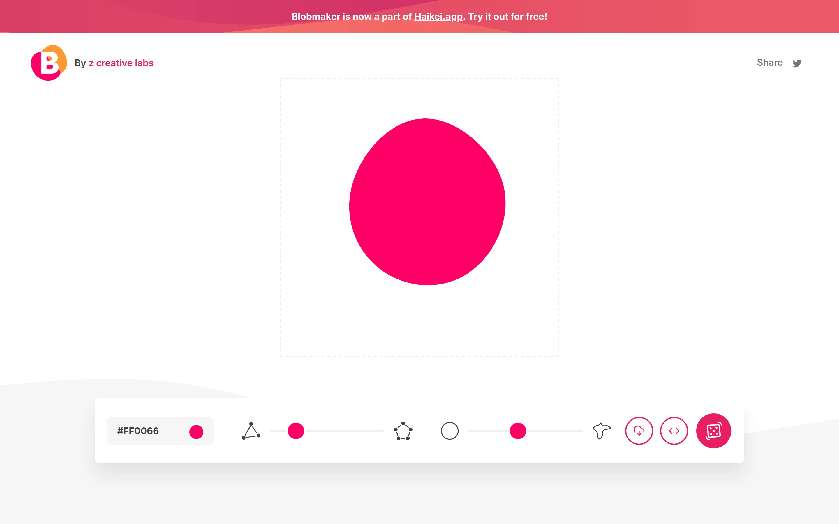 Blobmaker — Shape generator — captured interface