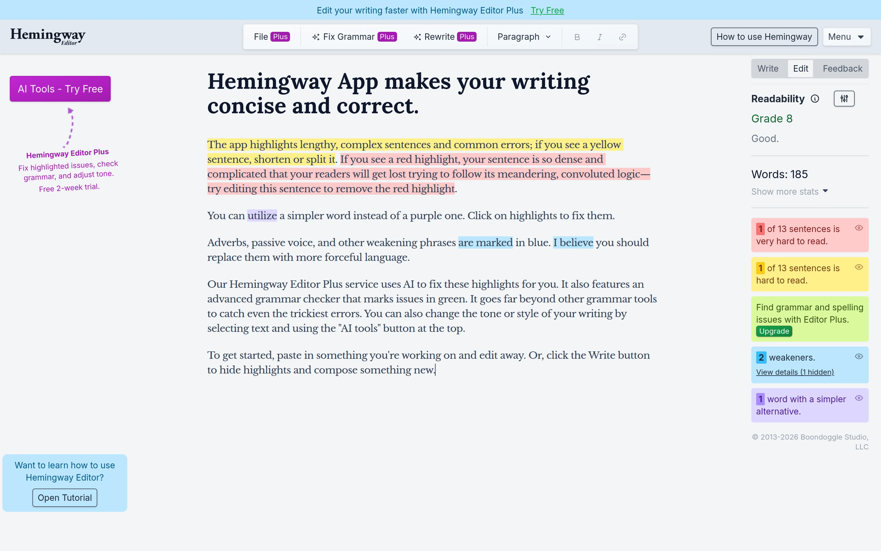 Hemingway — captured interface