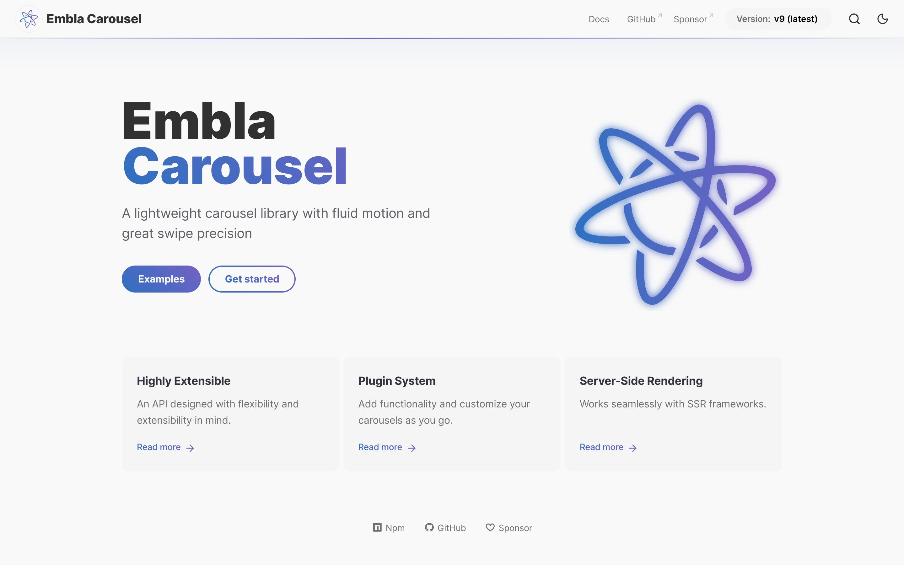 Embla Carousel — captured interface