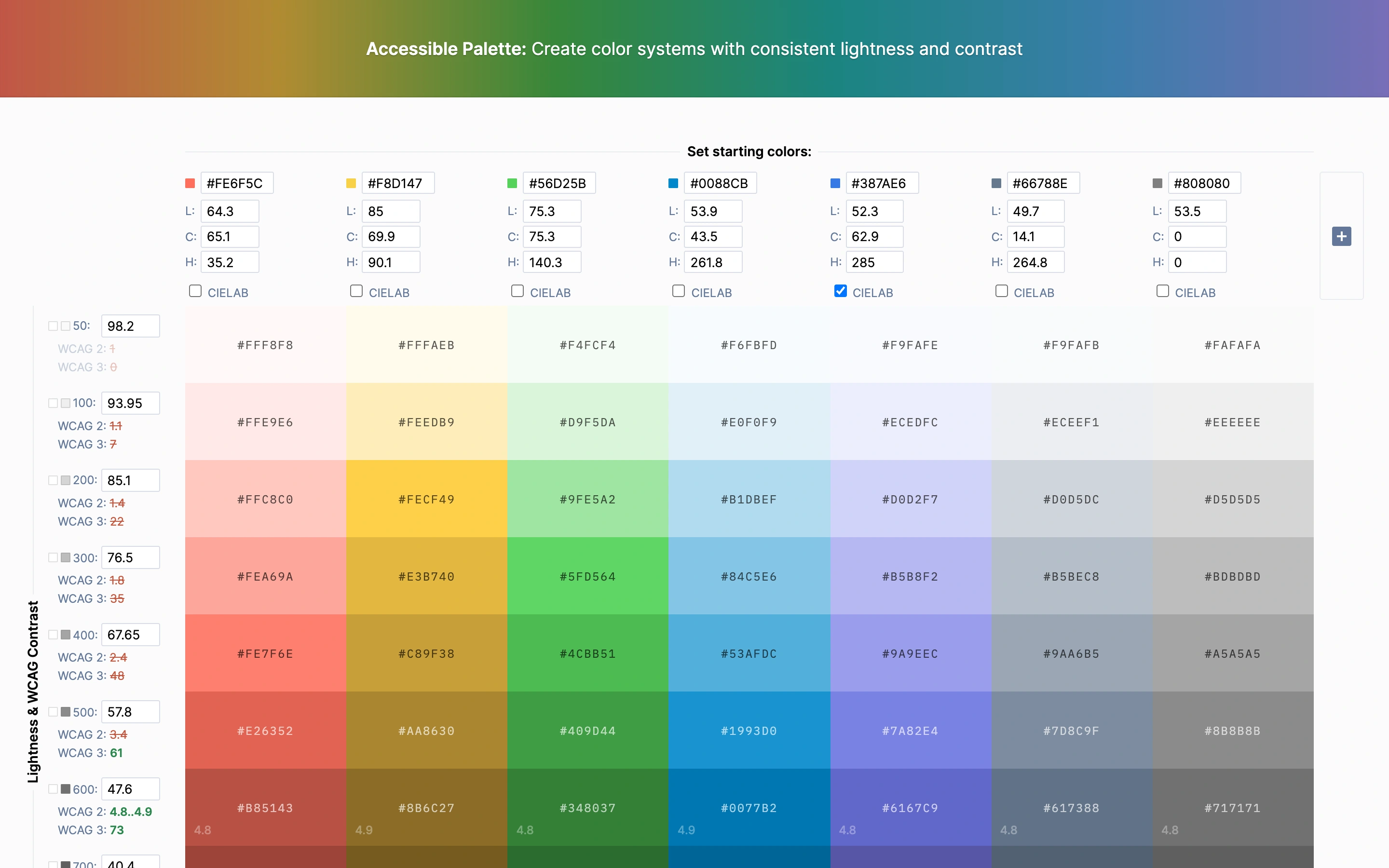 Accessible Palette — Color tool — captured interface
