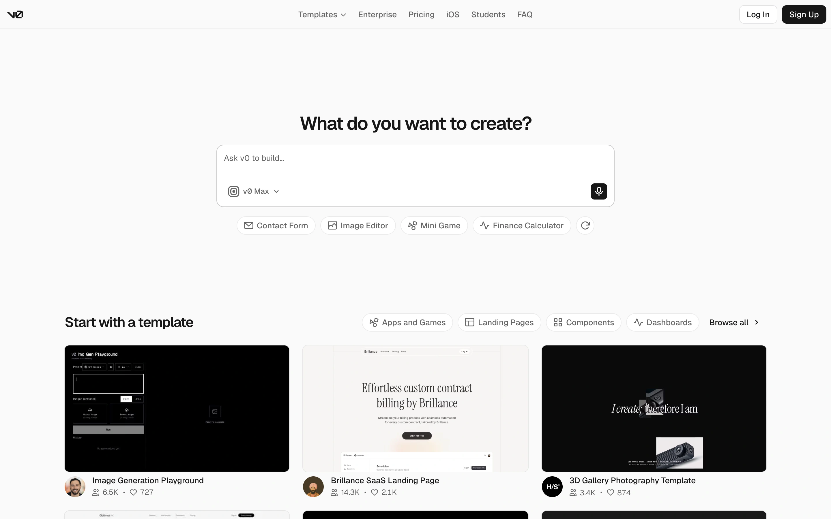 v0 — Prompt entry and templates — captured interface
