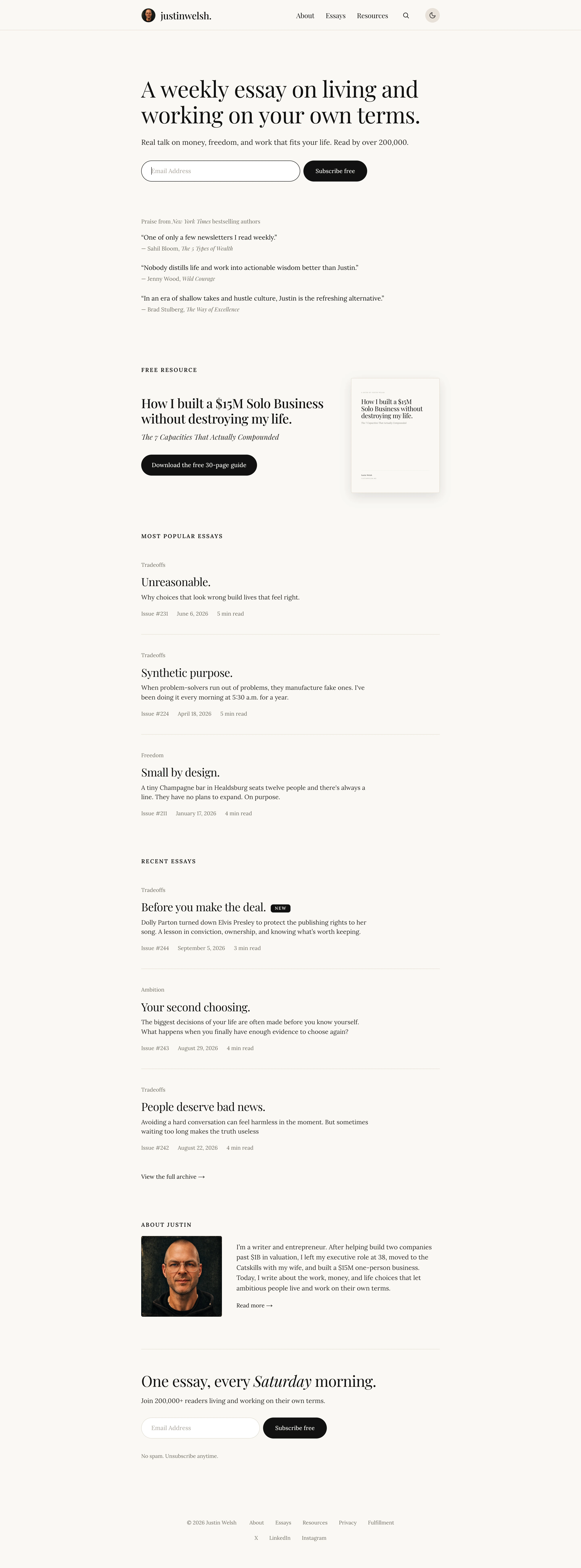 Justin Welsh — captured interface