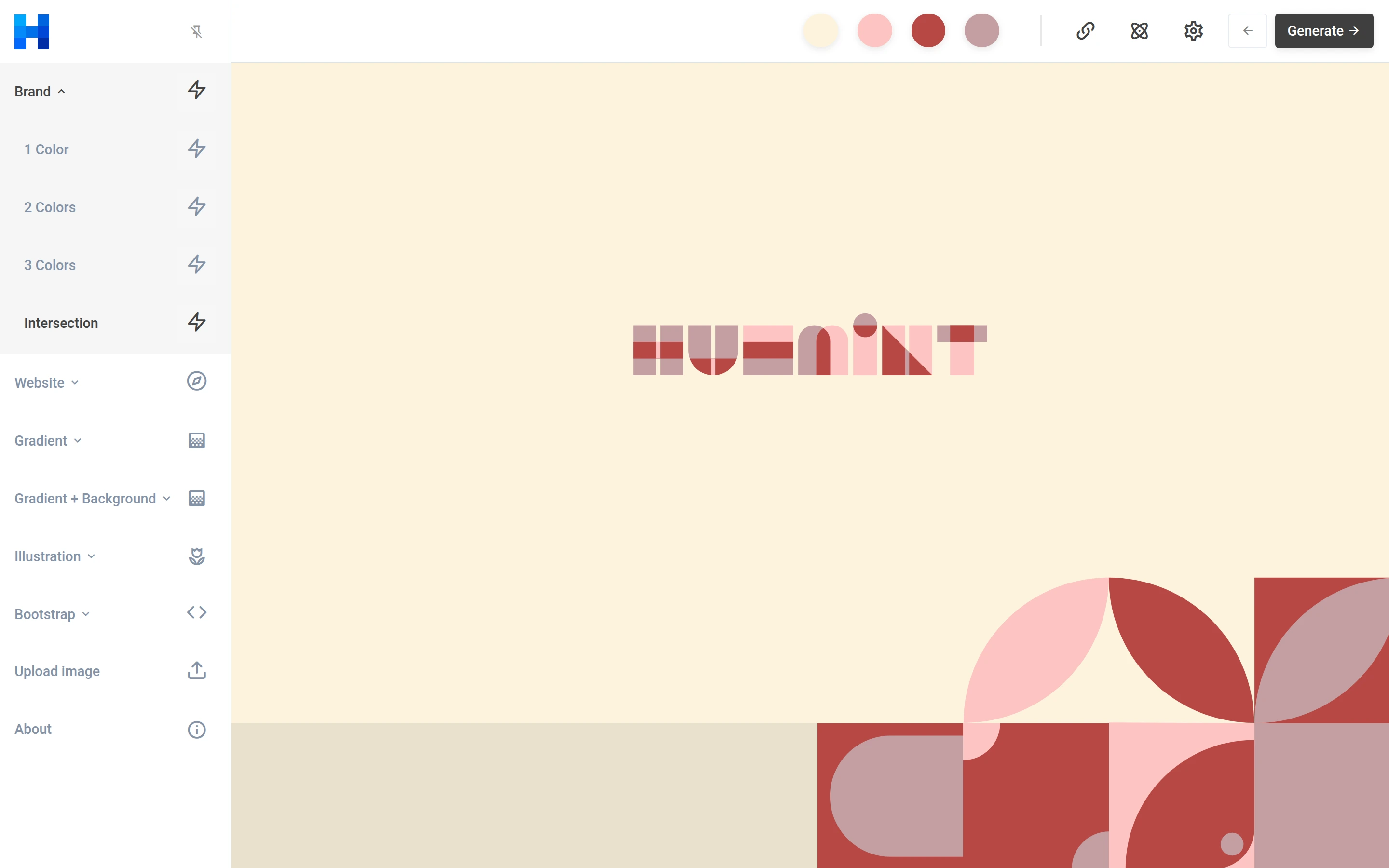 Huemint — Palette workspace — captured interface