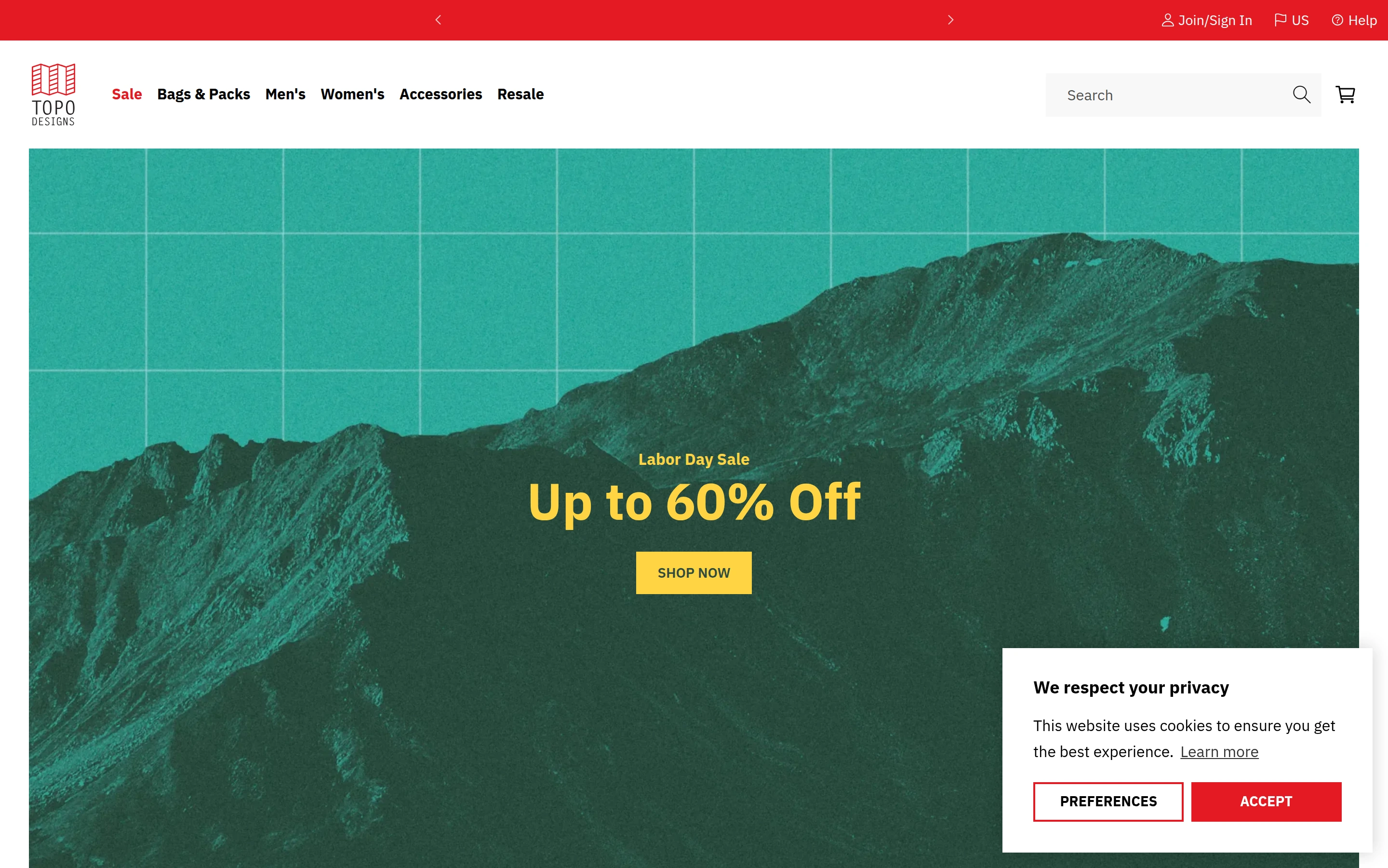 Topo Designs — captured interface