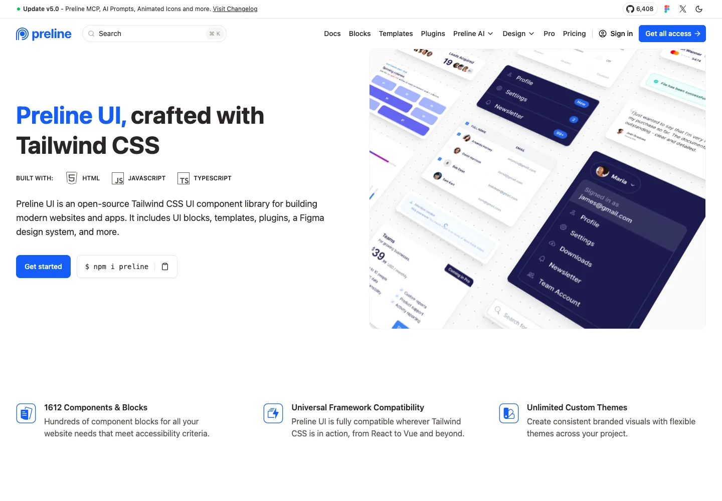 Preline UI — captured interface