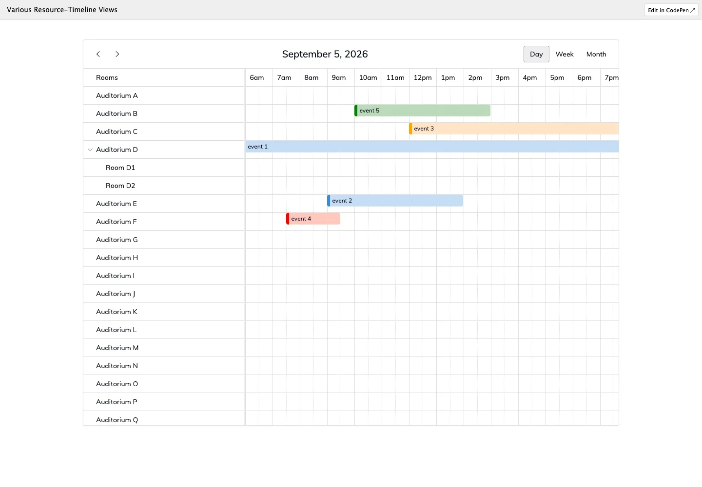 FullCalendar — Resource timeline — captured interface