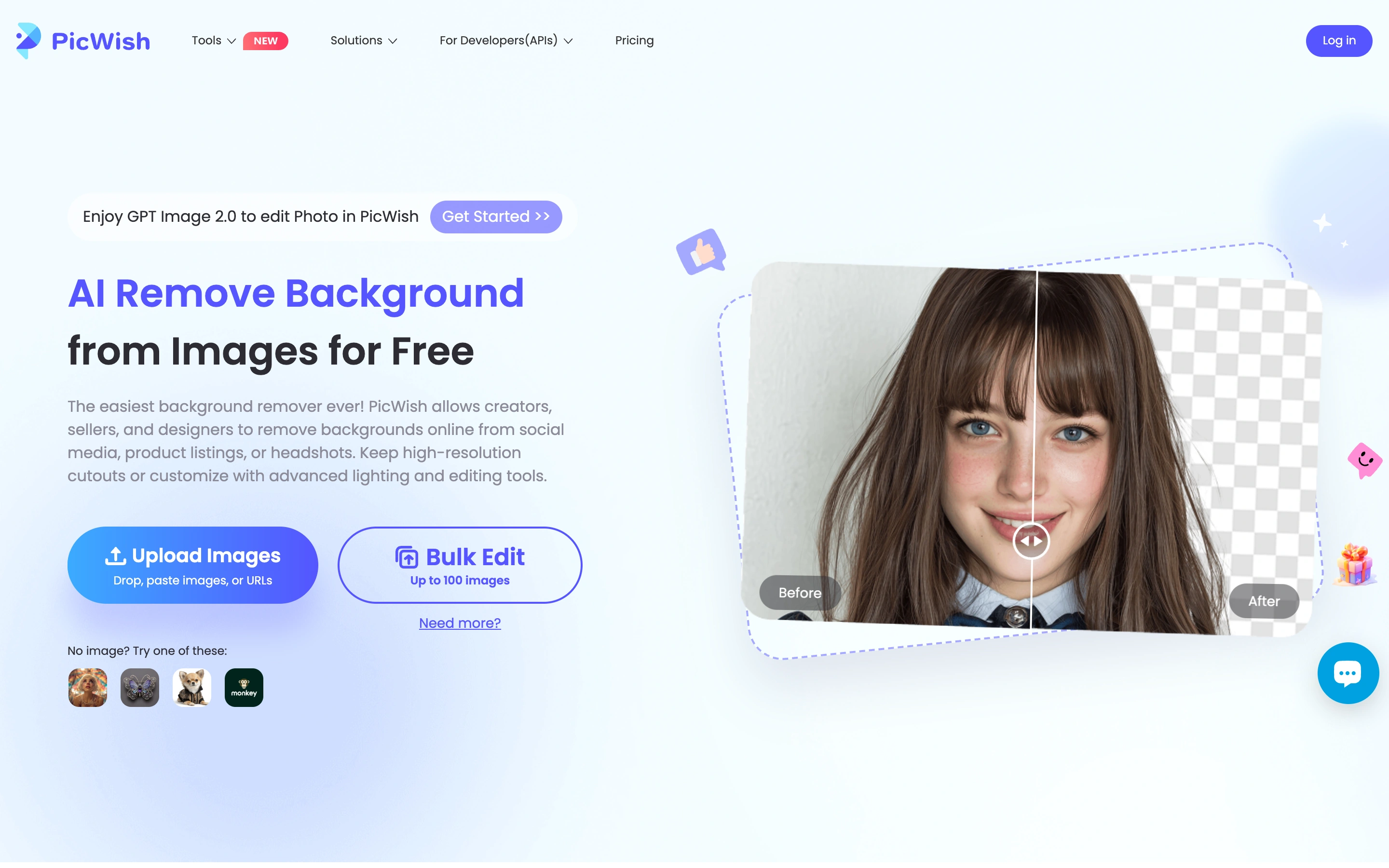 PicWish — Background upload — captured interface