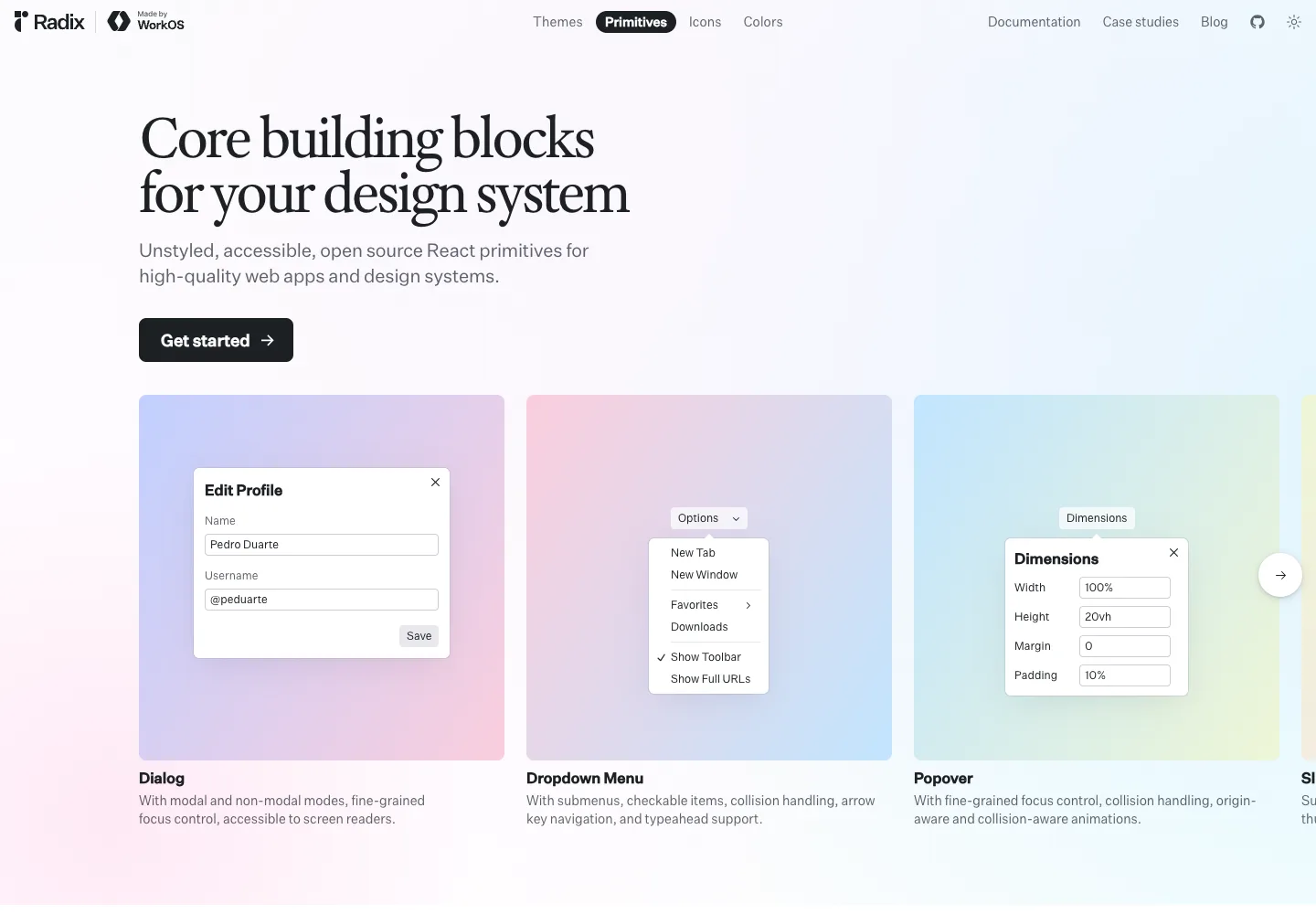 Radix Primitives — captured interface