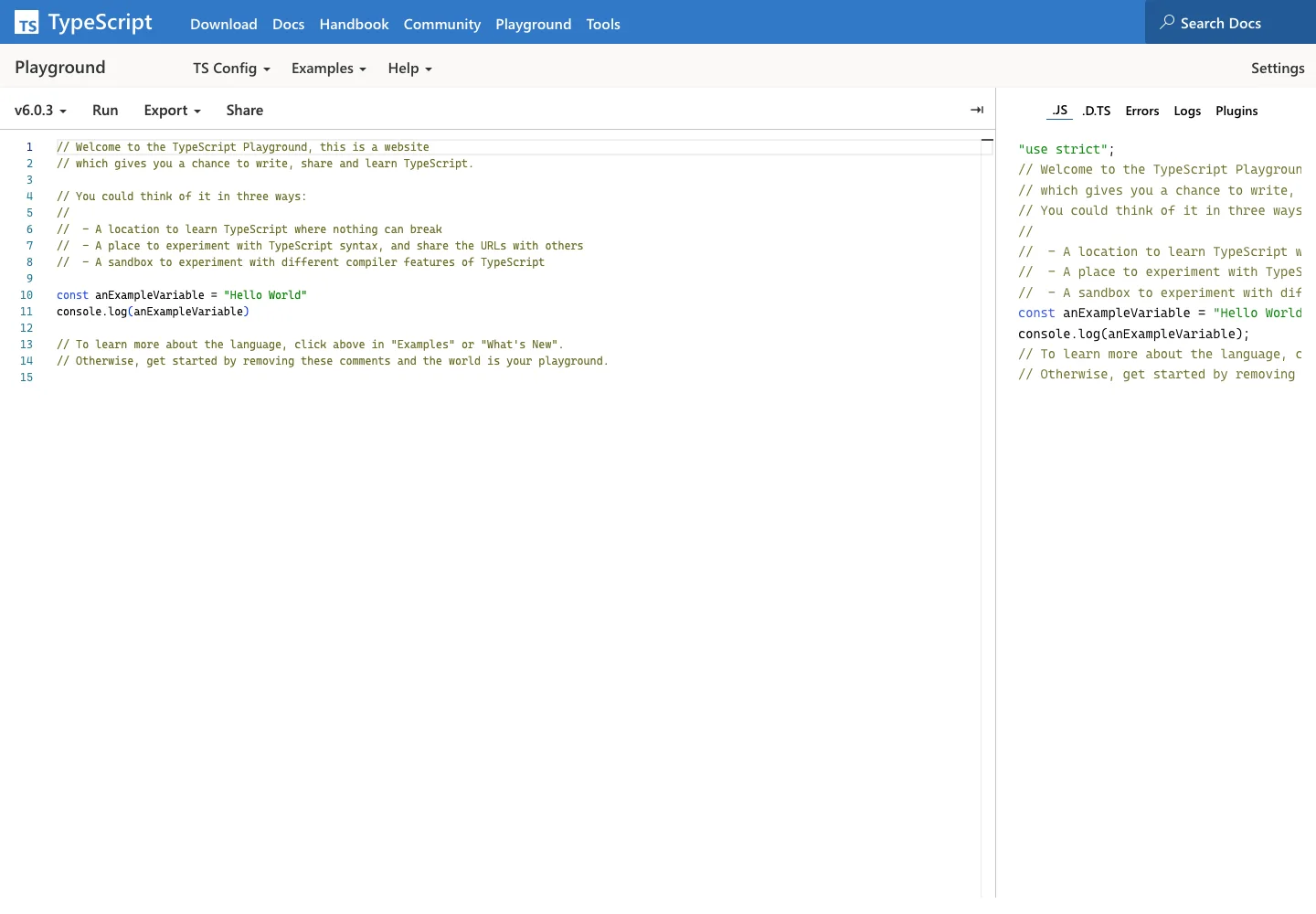 TypeScript — Playground — captured interface
