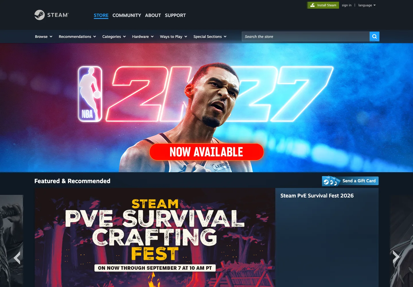 Steam — Store discovery — captured interface