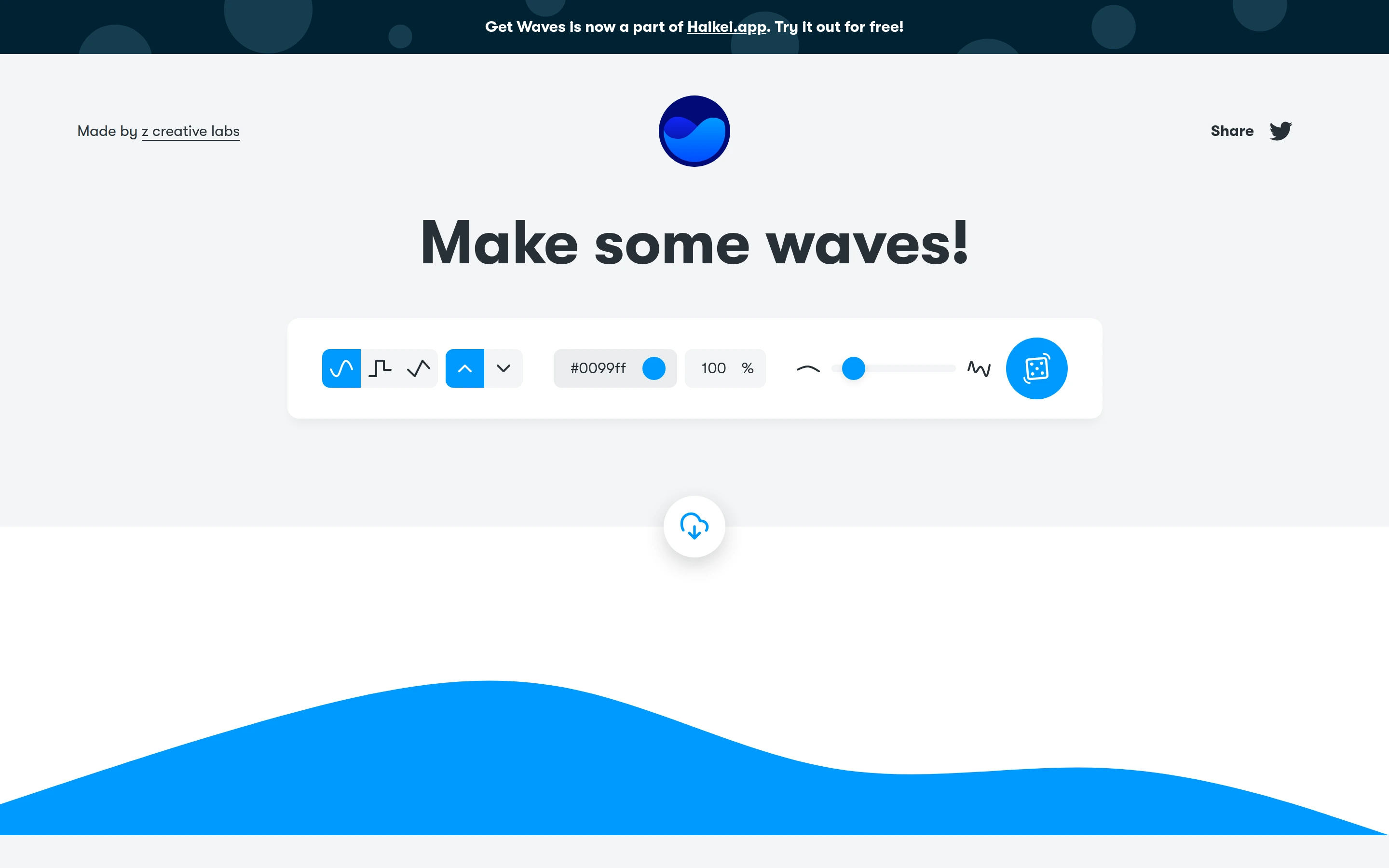 Get Waves — SVG generator — captured interface