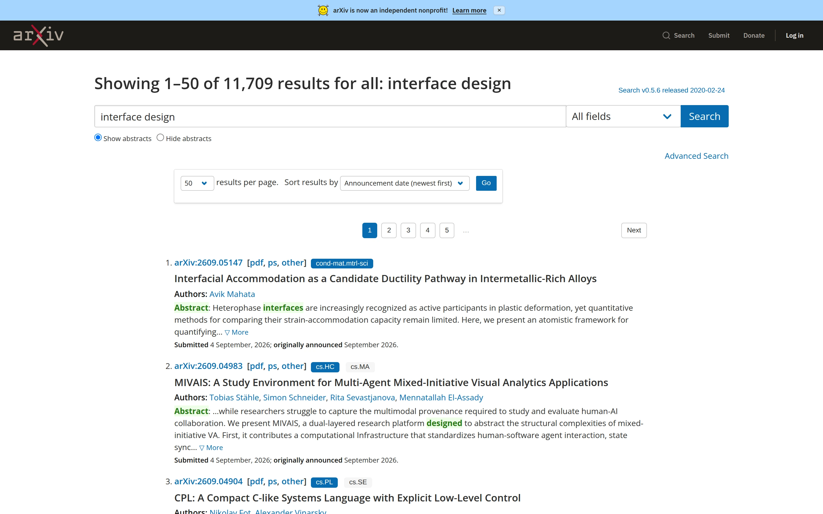 arXiv — Paper search — captured interface
