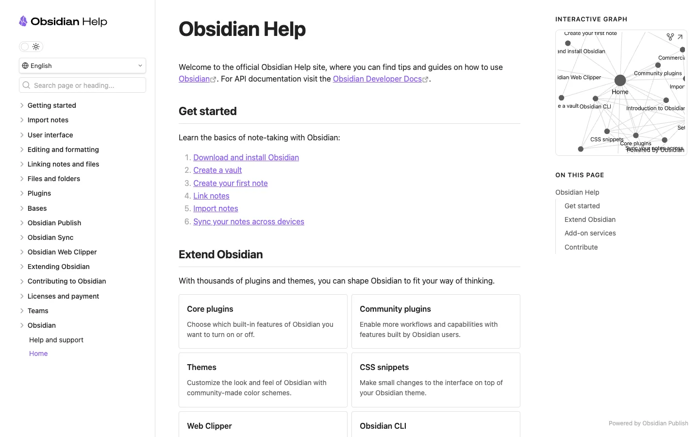 Obsidian Publish — Docs — captured interface