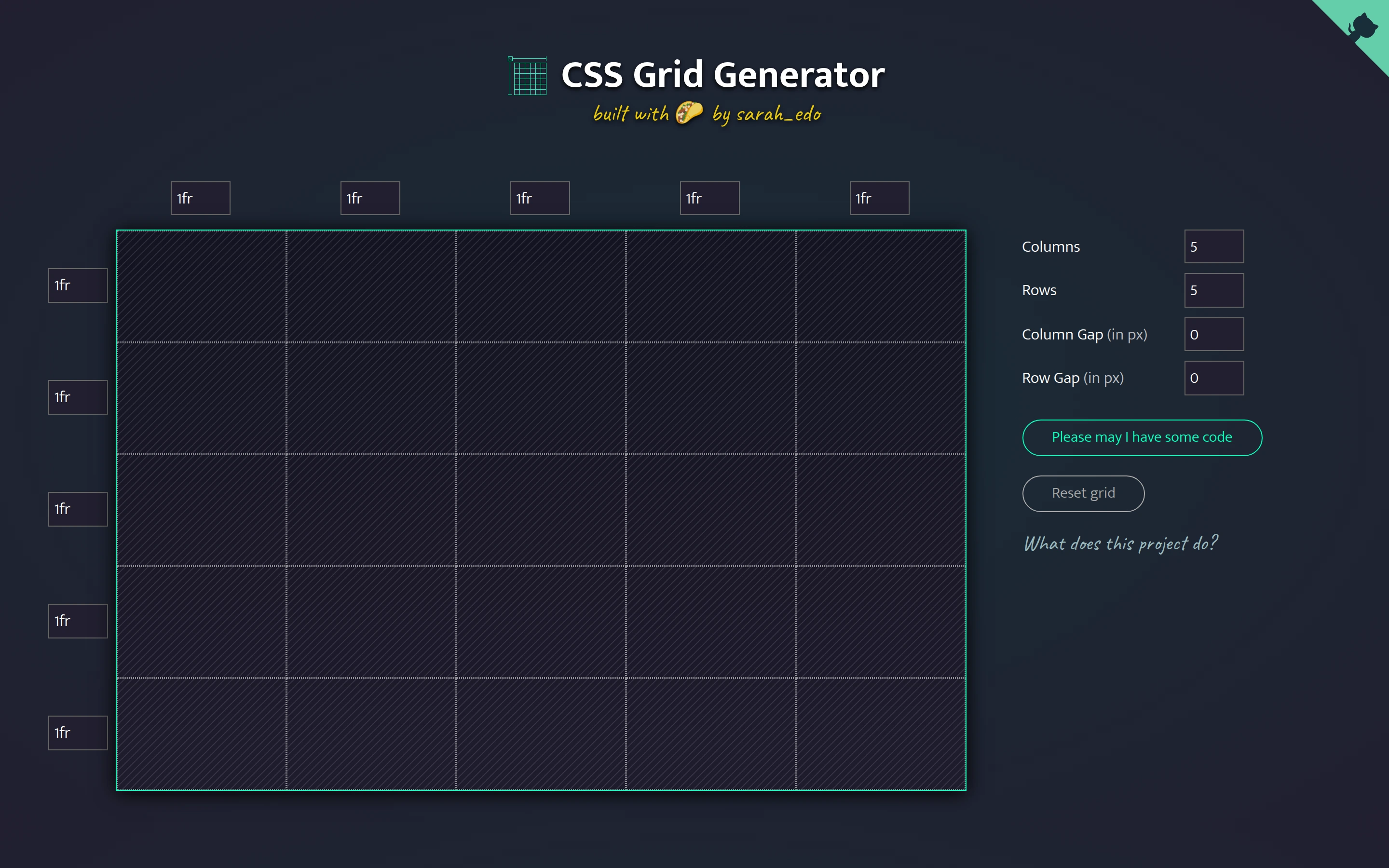 CSS Grid Generator — Grid editor — captured interface
