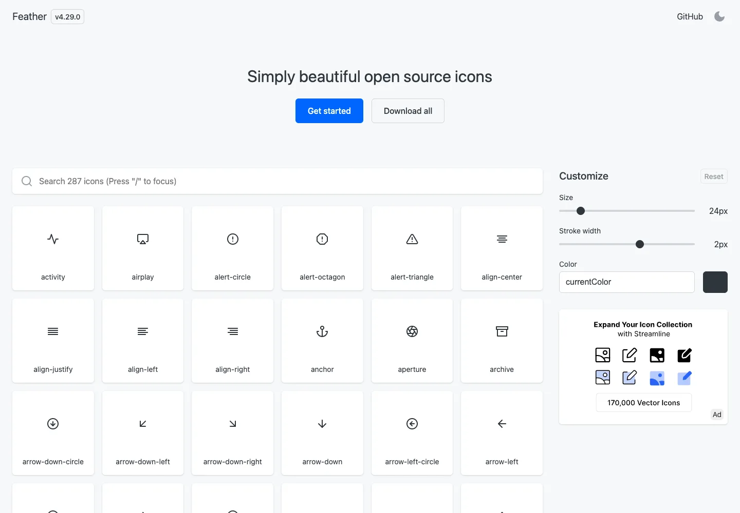 Feather — captured interface
