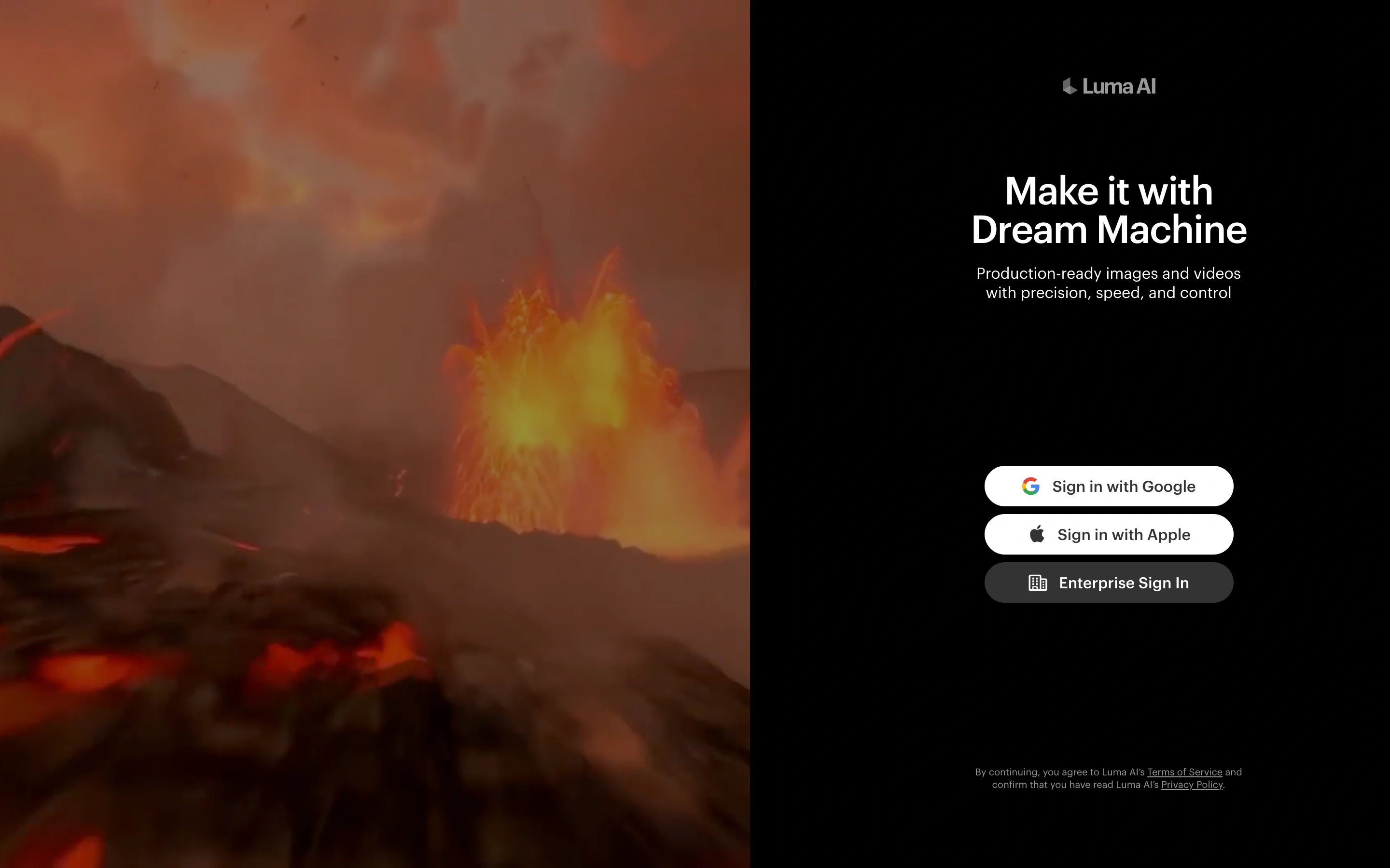 Luma Dream Machine — Sign in — captured interface
