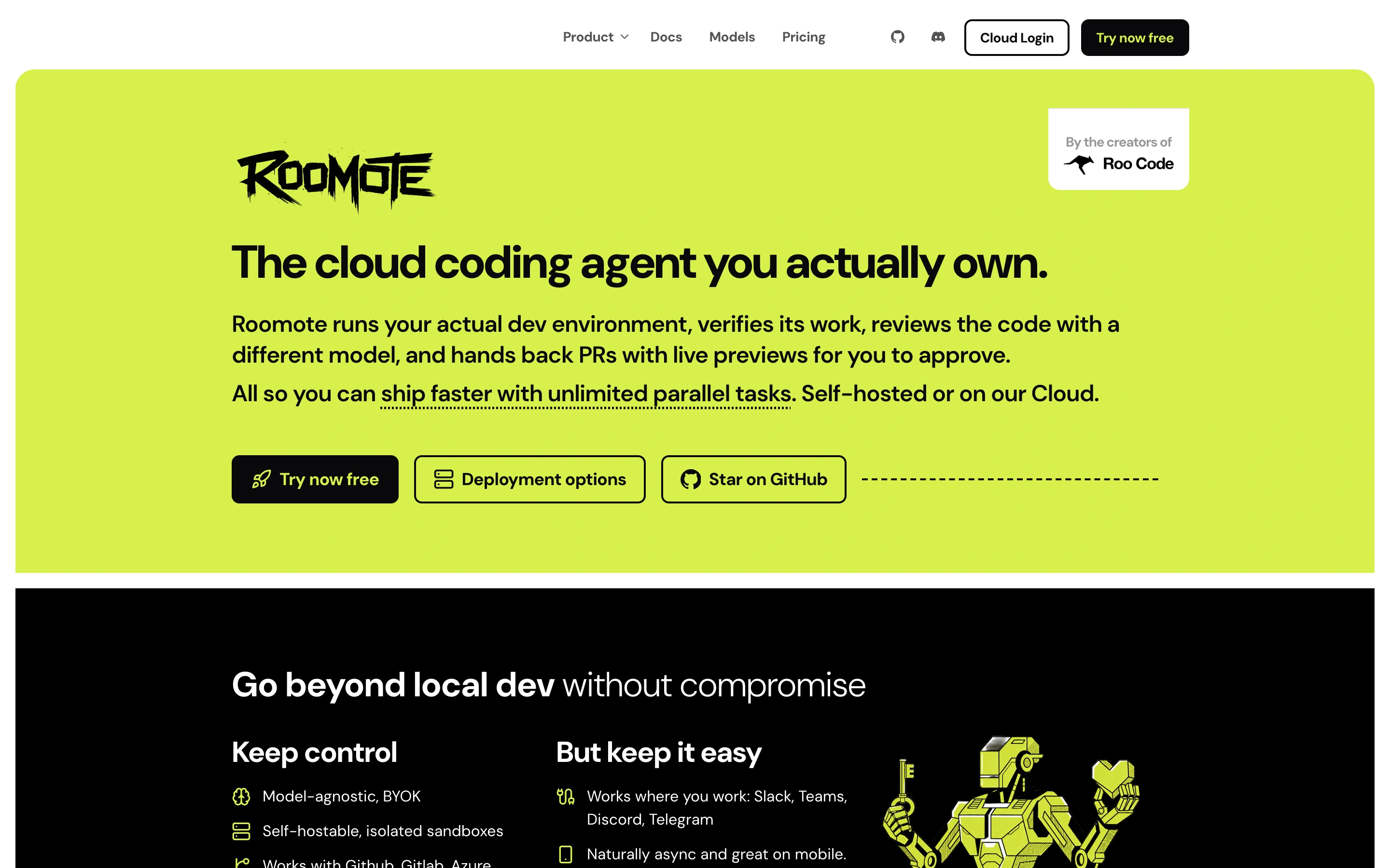 Roomote by Roo Code — captured interface