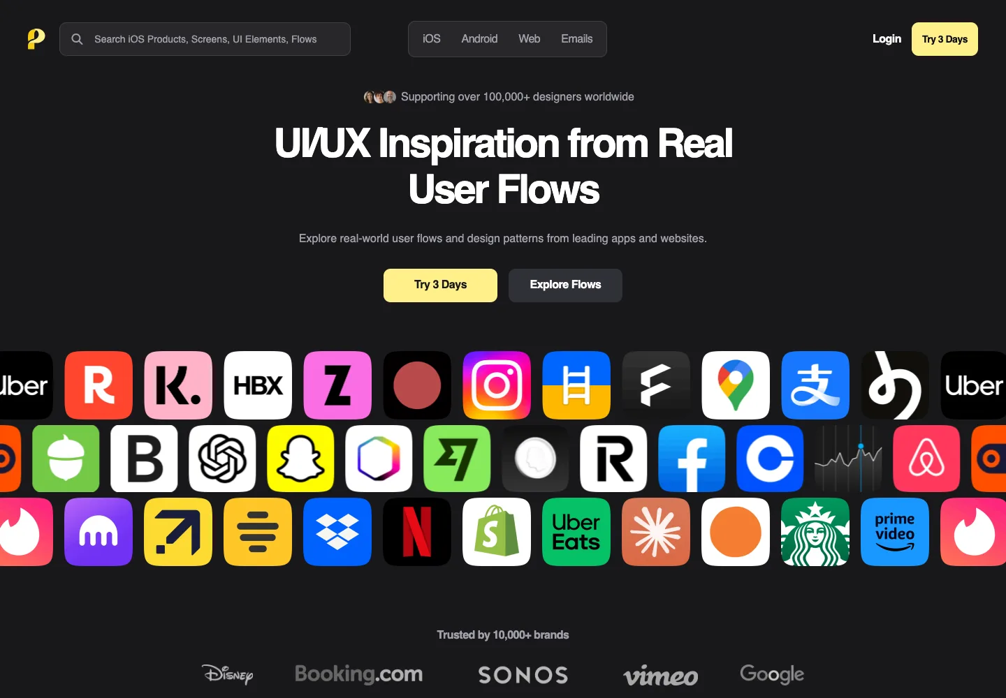 Page Flows — captured interface