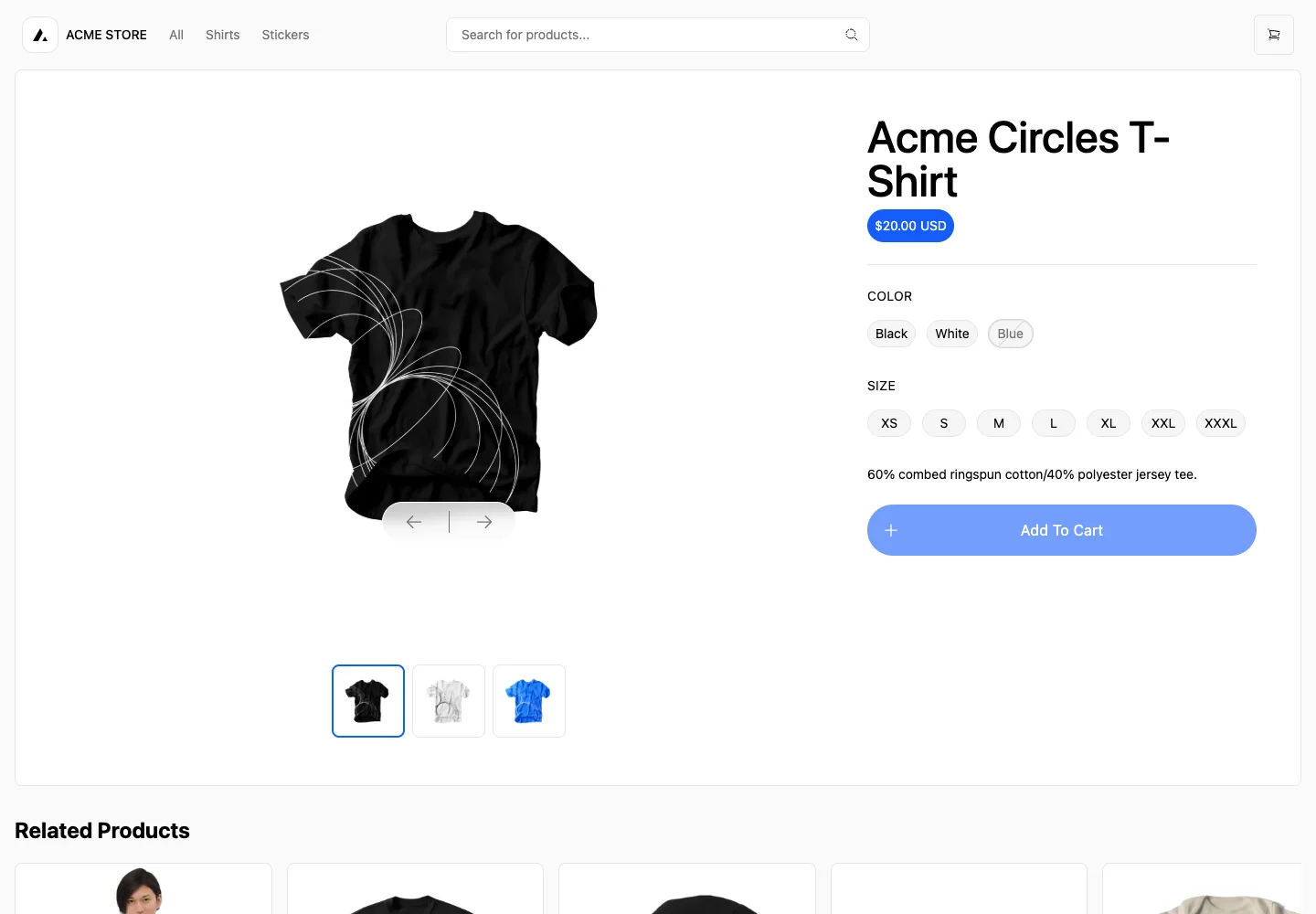 Next.js Commerce — Product details — captured interface