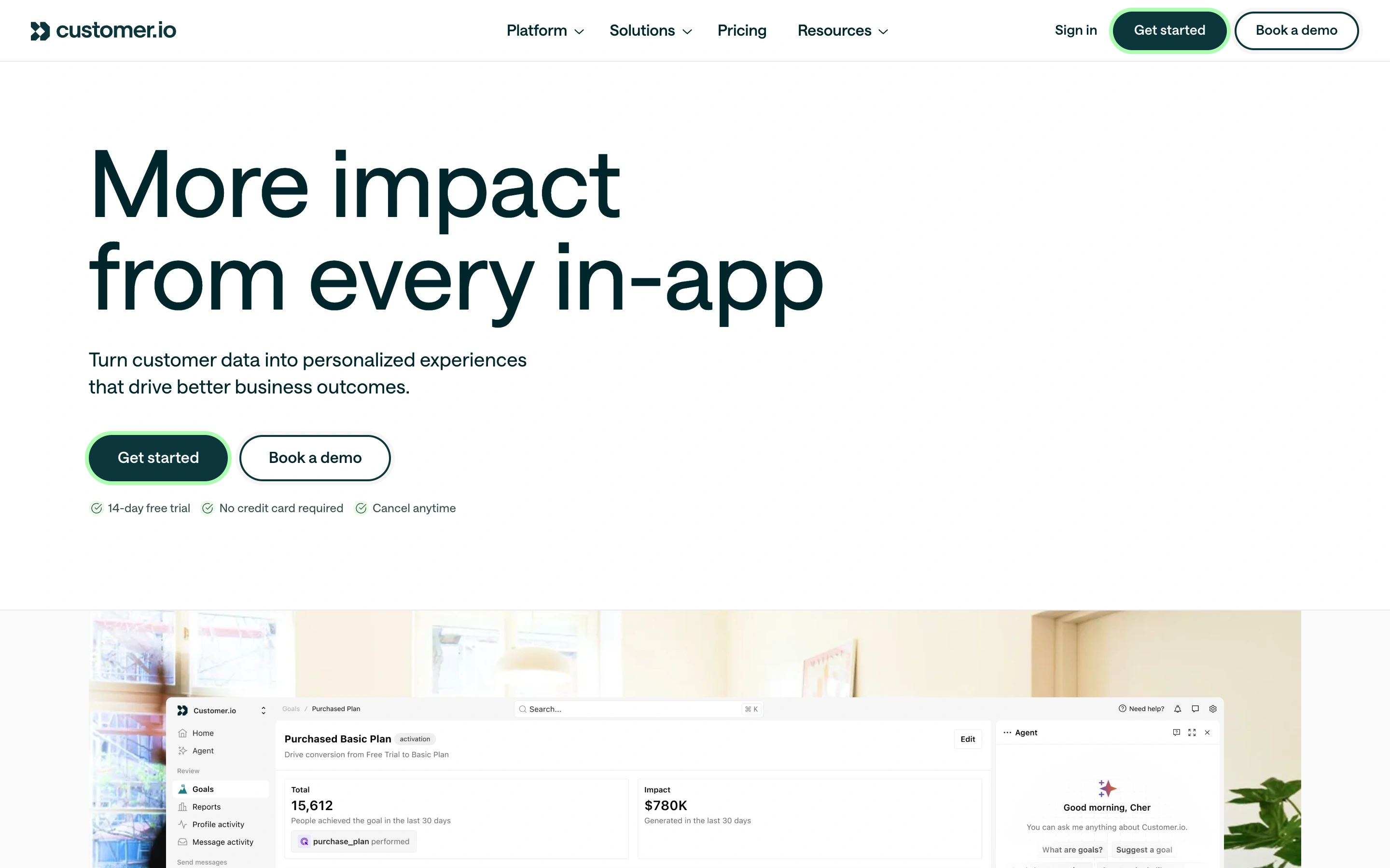 Customer.io — captured interface