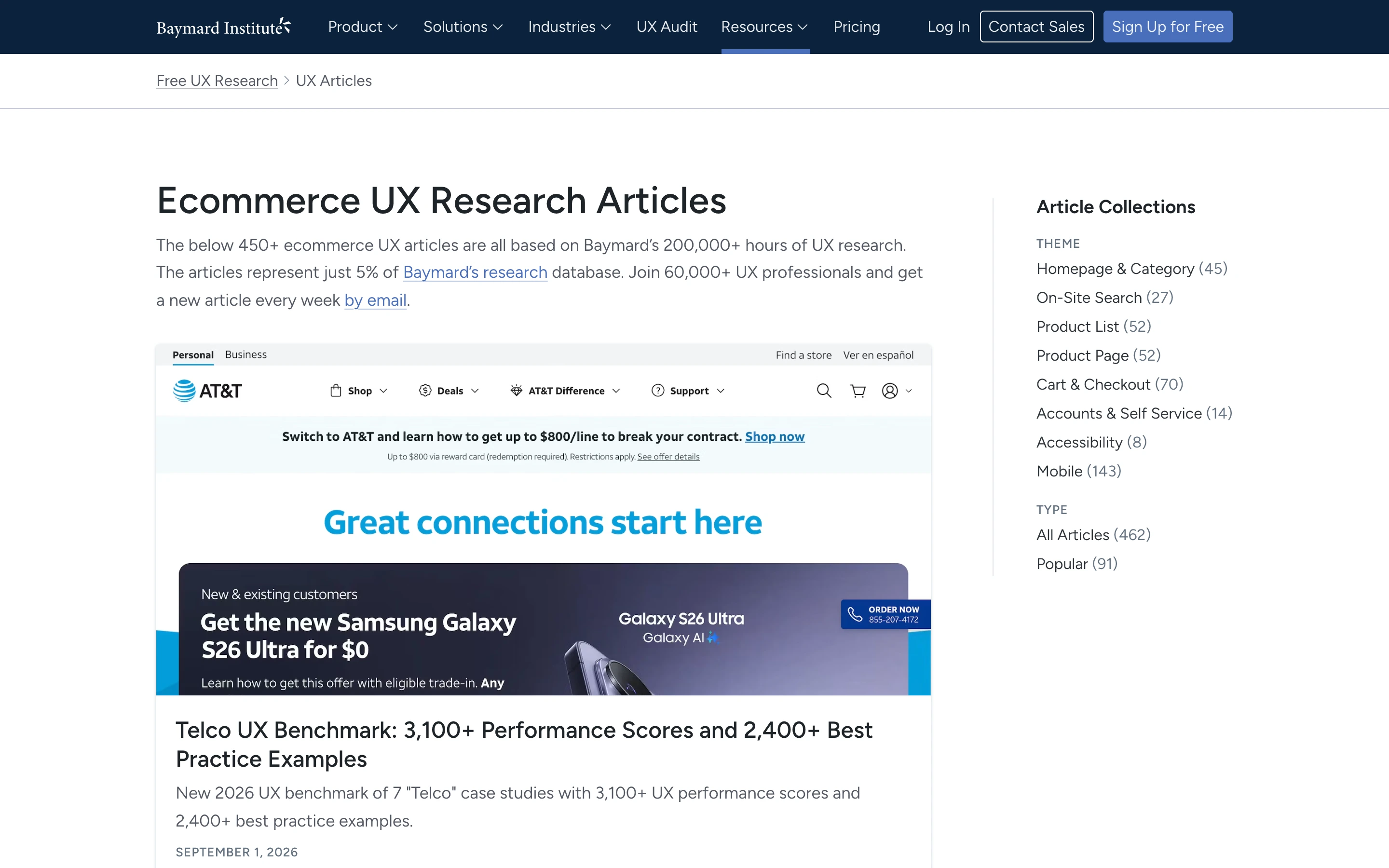 Baymard UX Articles — captured interface