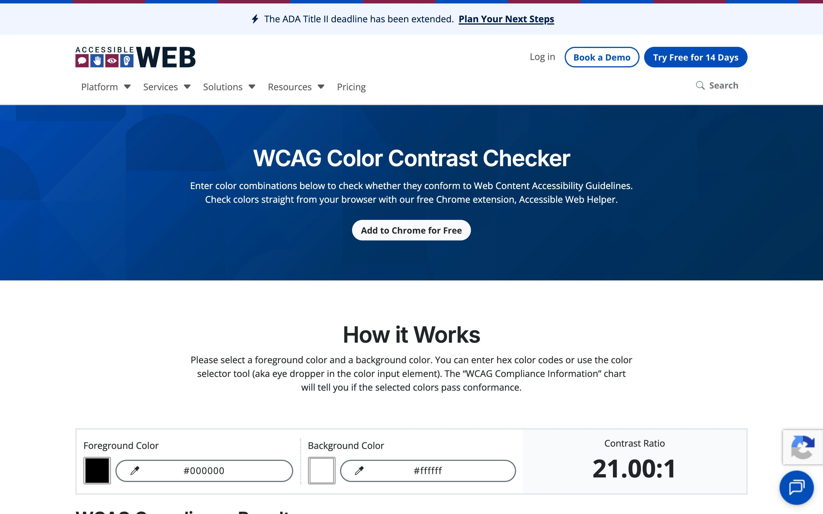 Accessible Web Color Contrast — captured interface