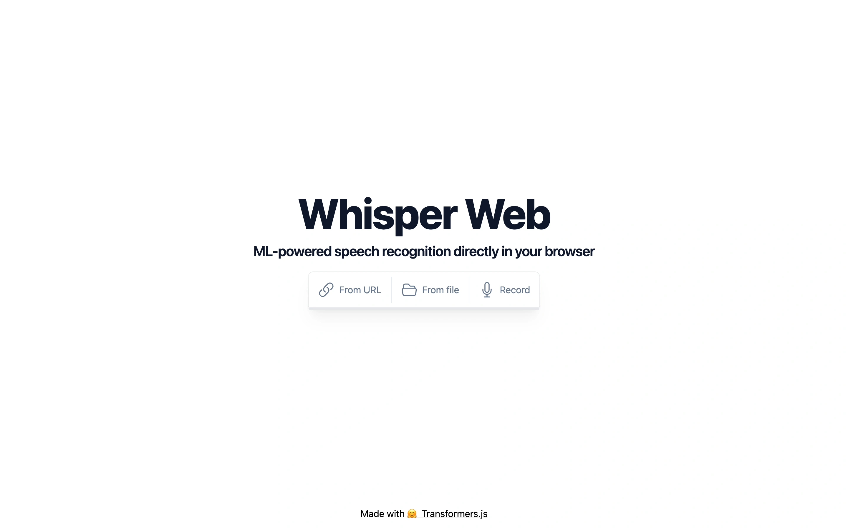 Whisper Web — Audio input demo — captured interface