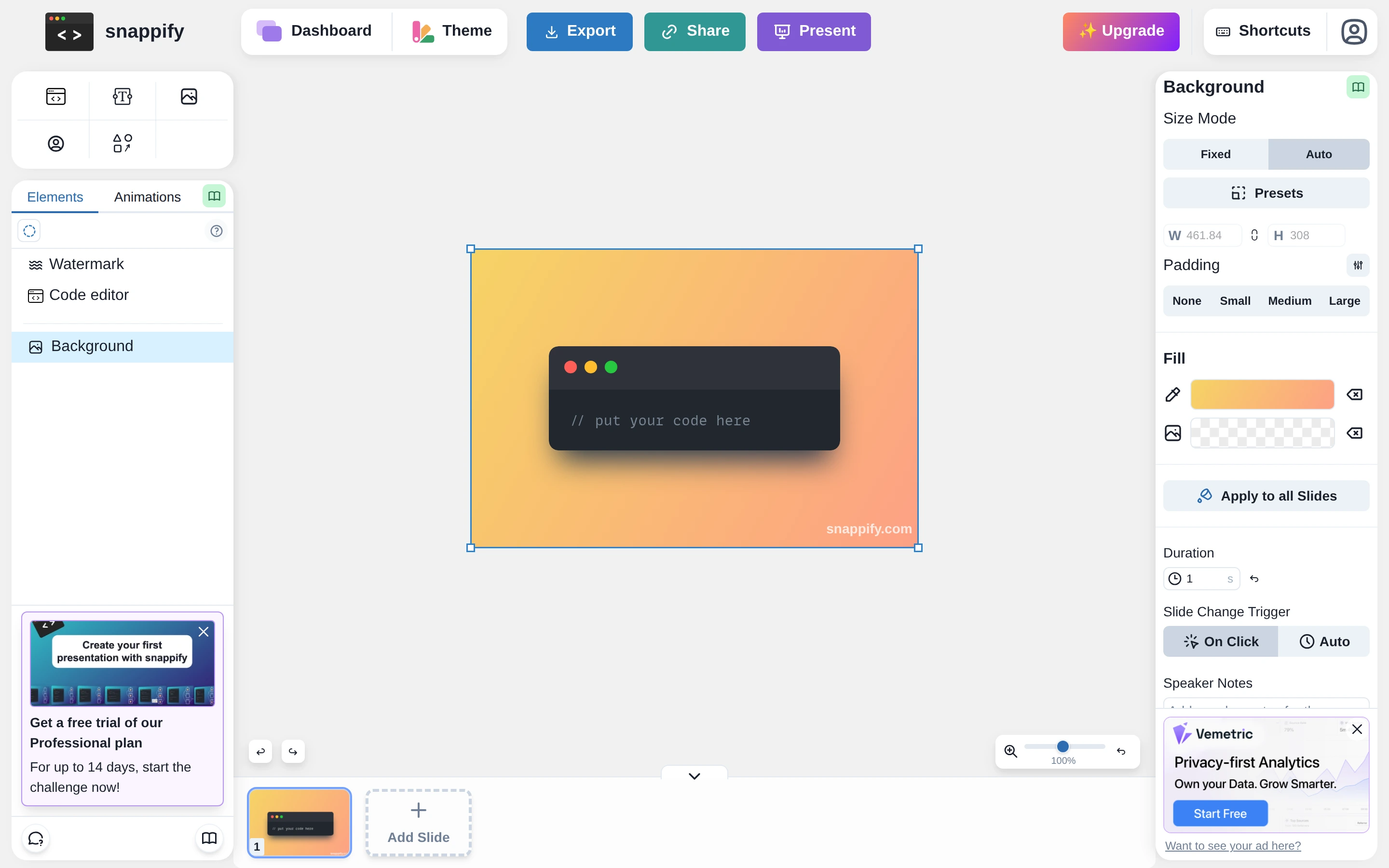 Snappify — Code visual editor — captured interface