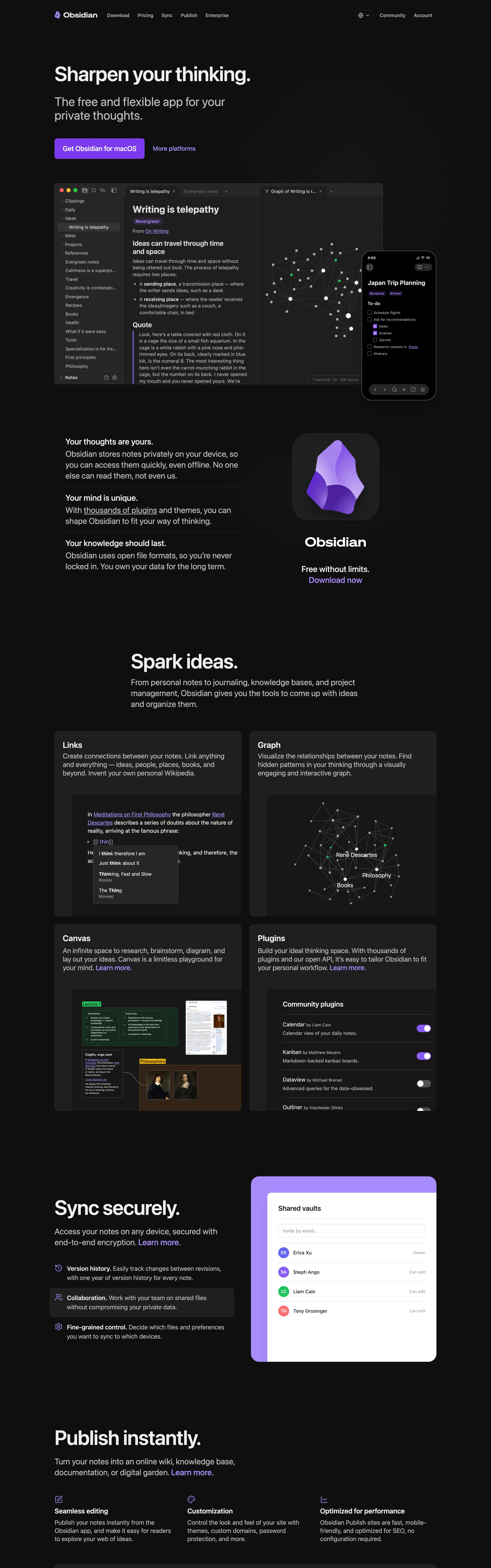 Obsidian — captured interface