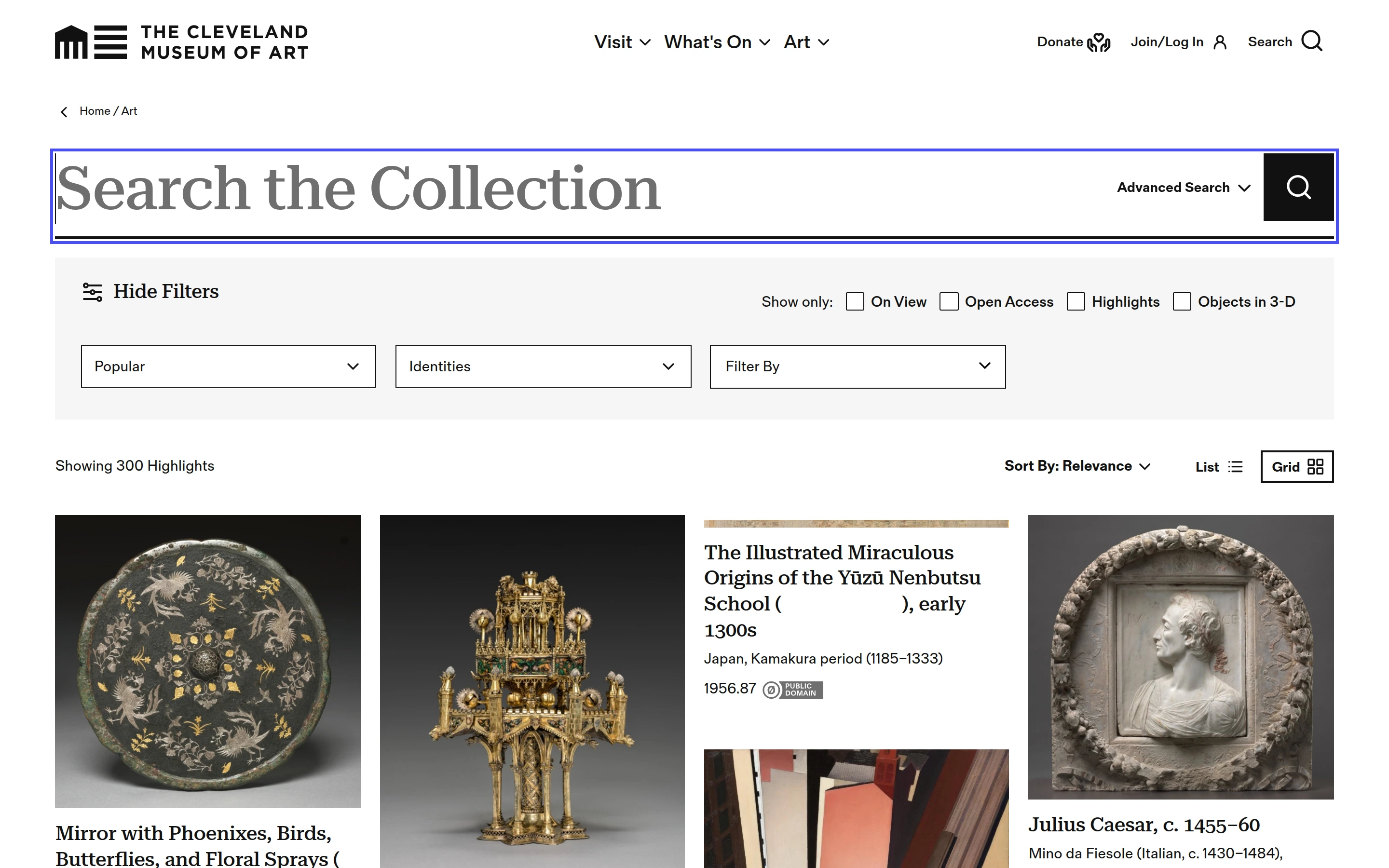 Cleveland Museum — Collection — captured interface