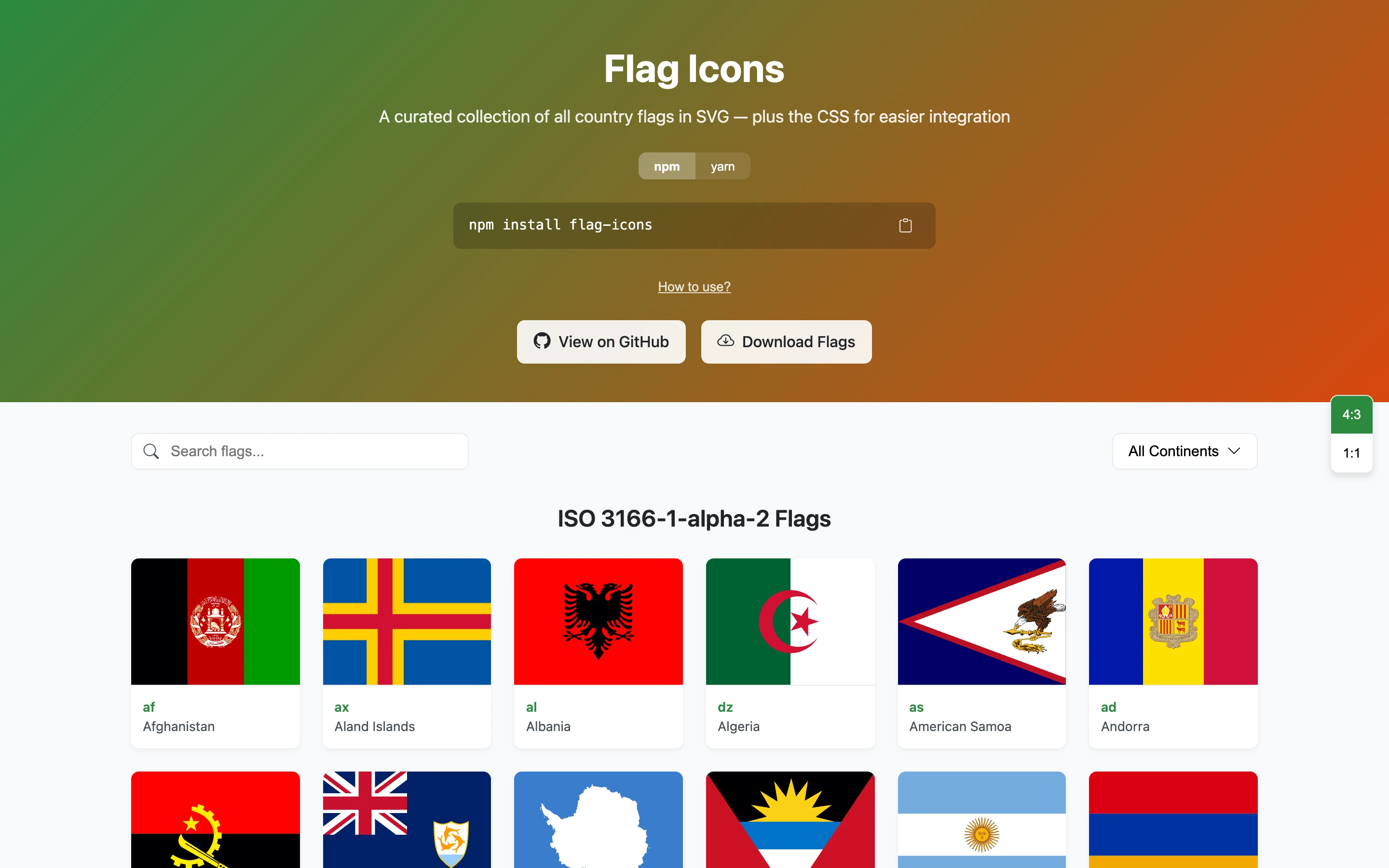 Flag Icons — captured interface