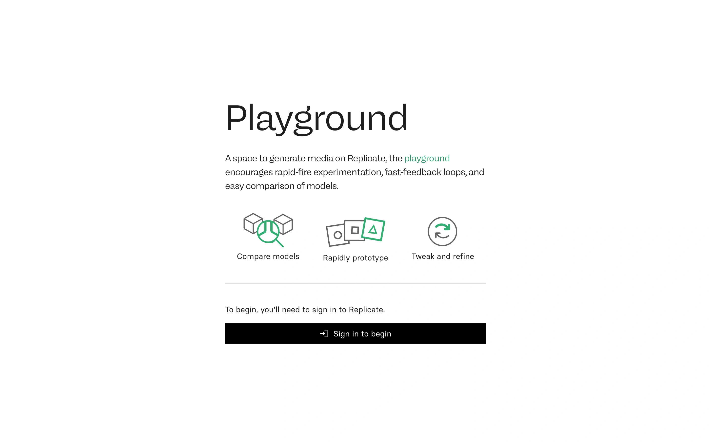 Replicate — Playground introduction — captured interface
