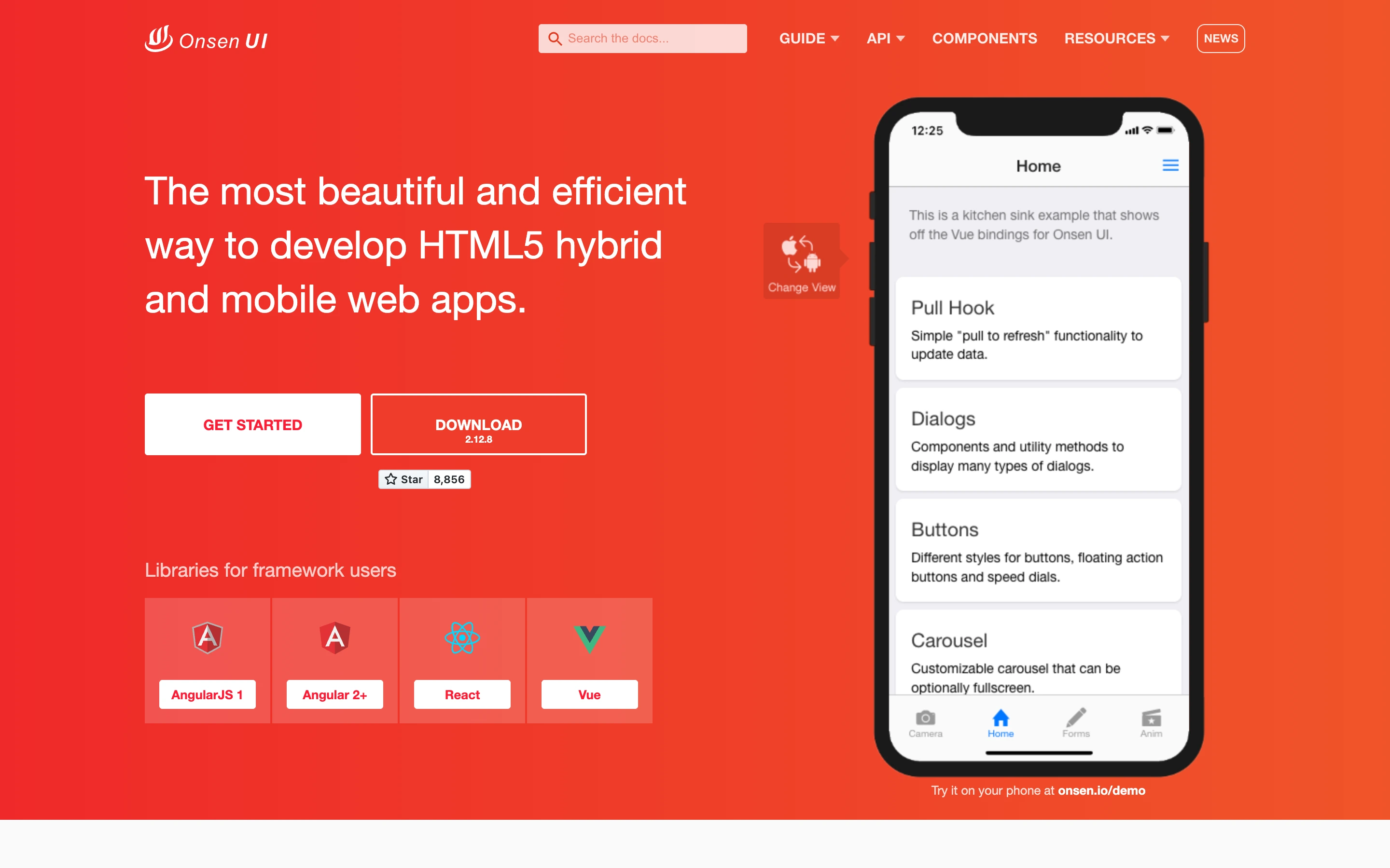 Onsen UI — captured interface