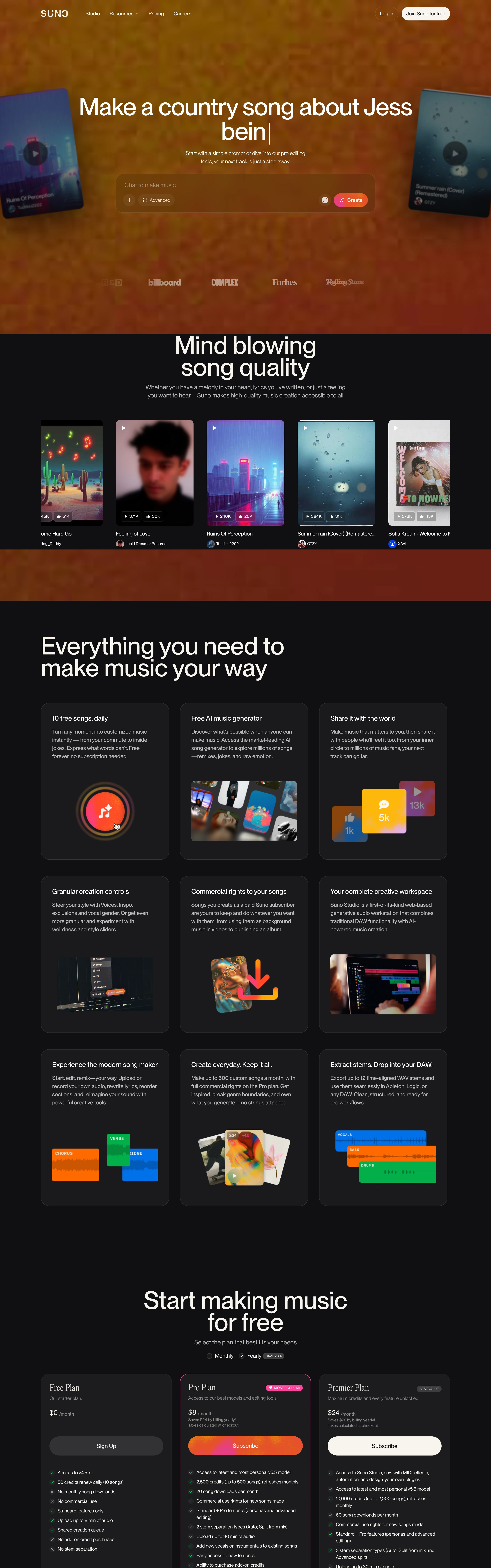 Suno — Dark AI Product — captured interface