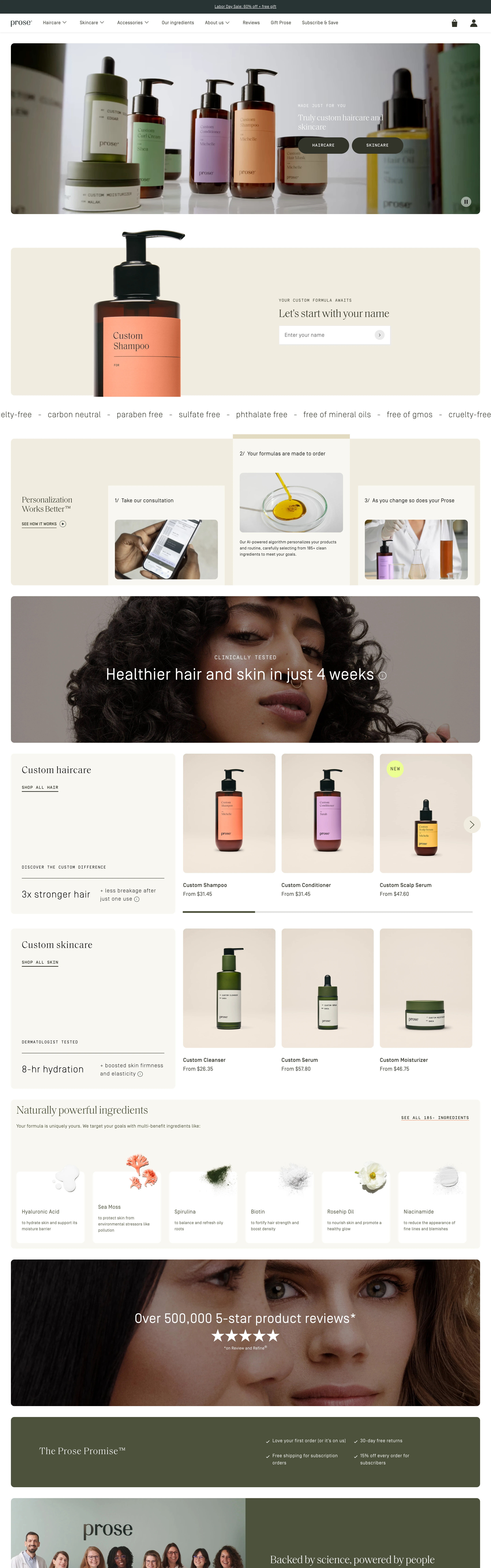 Prose — Personalization Quiz + Email Gate — captured interface