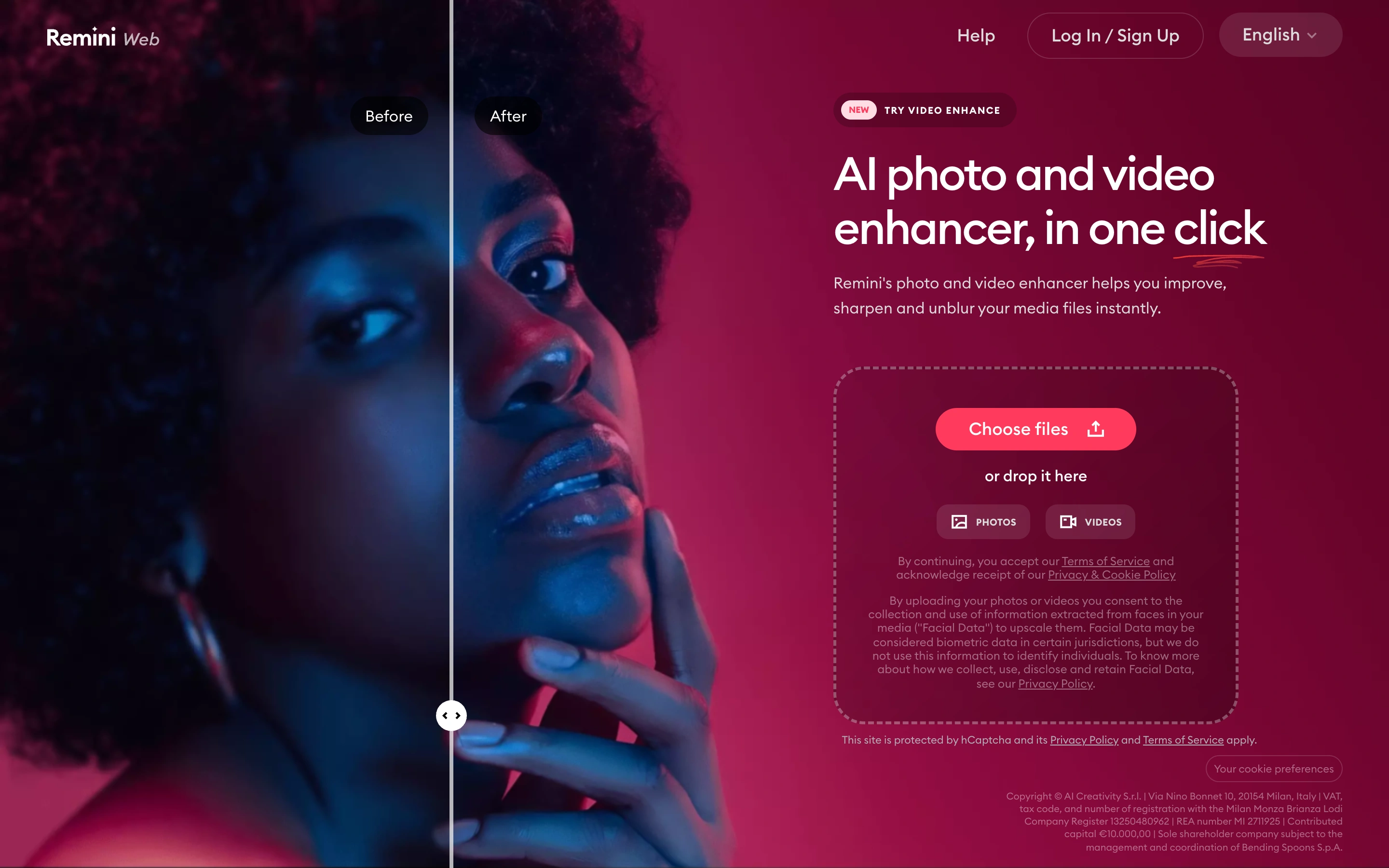 Remini — Enhancement upload — captured interface