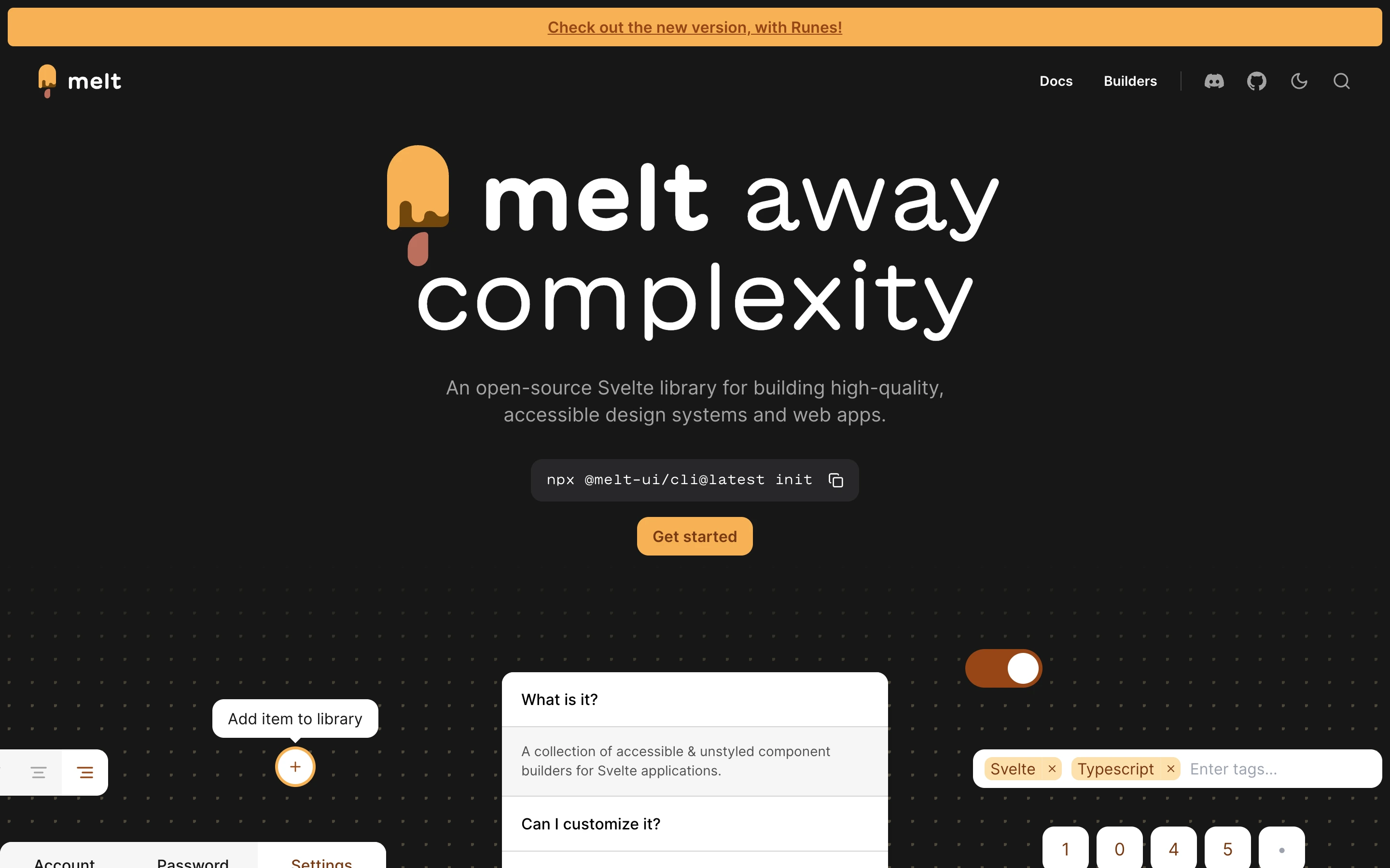 Melt UI — captured interface