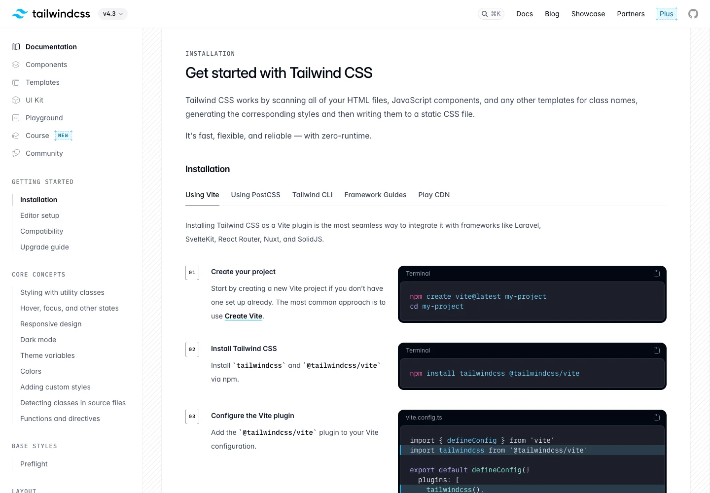 Tailwind CSS — Documentation — captured interface