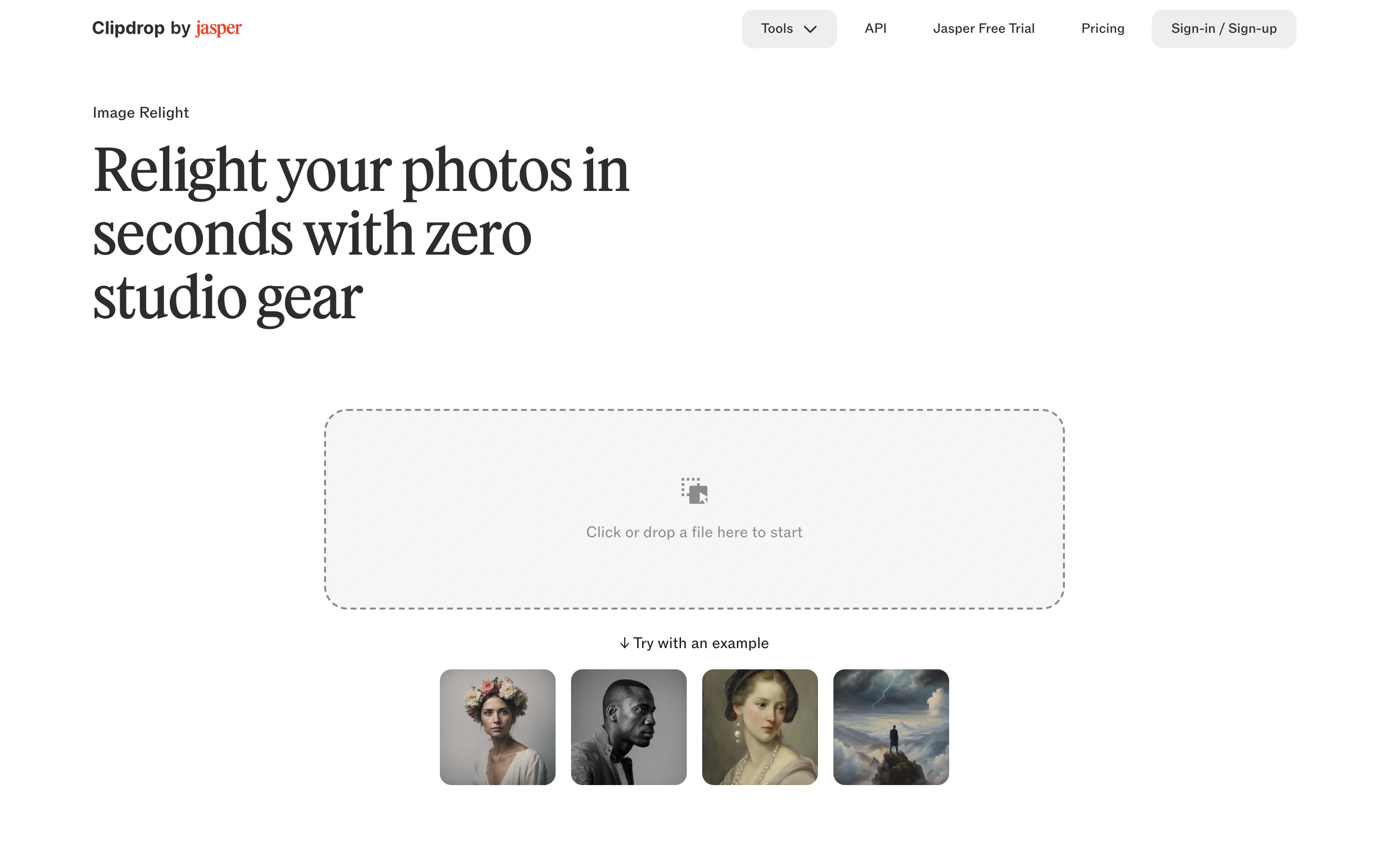 Clipdrop — Relight — captured interface
