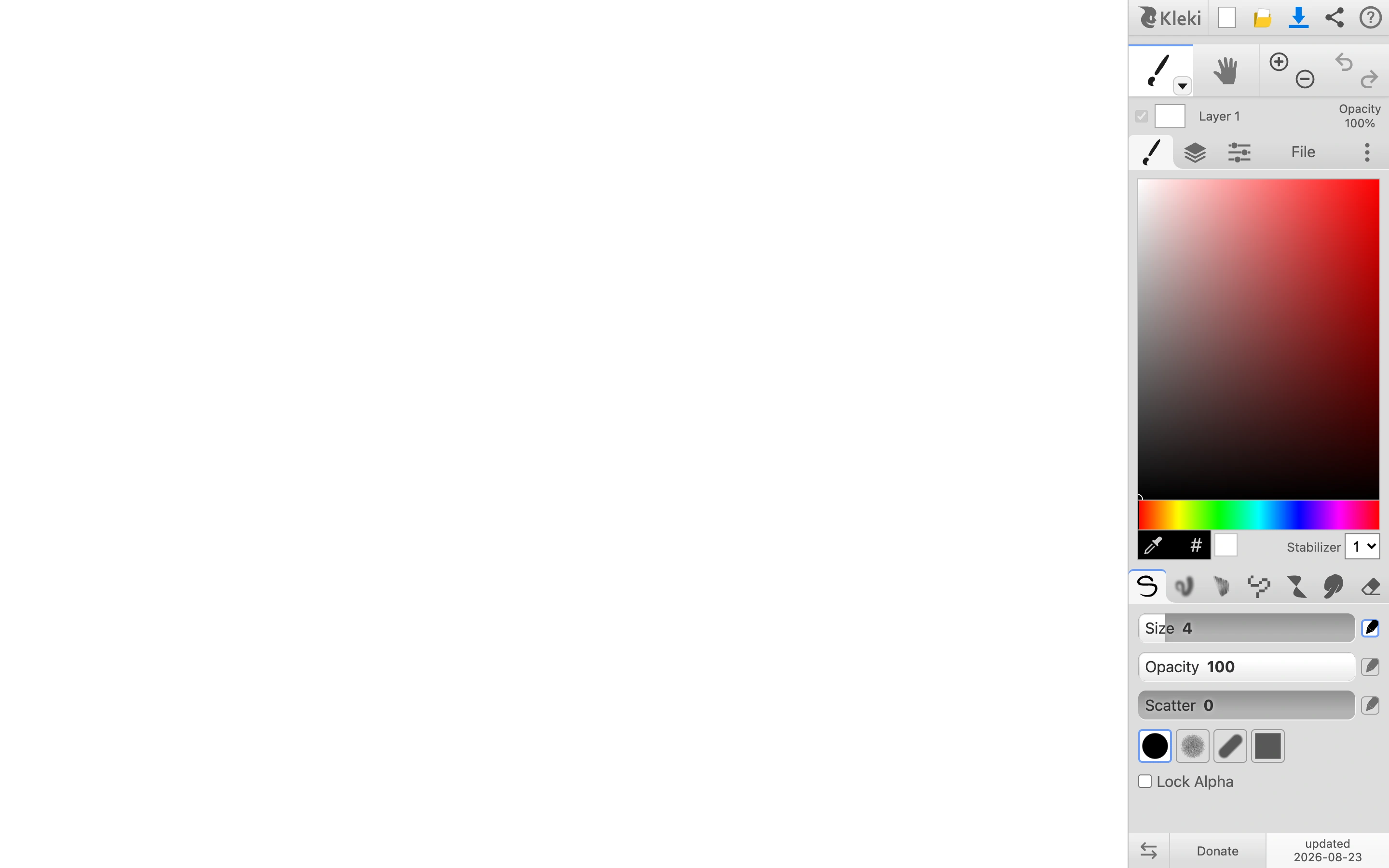 Kleki — Painting workspace — captured interface