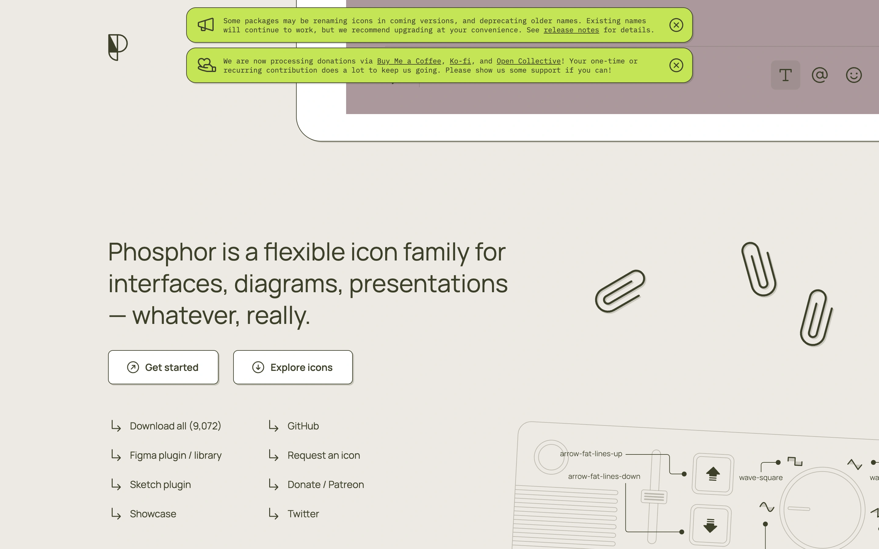 Phosphor Icons — captured interface