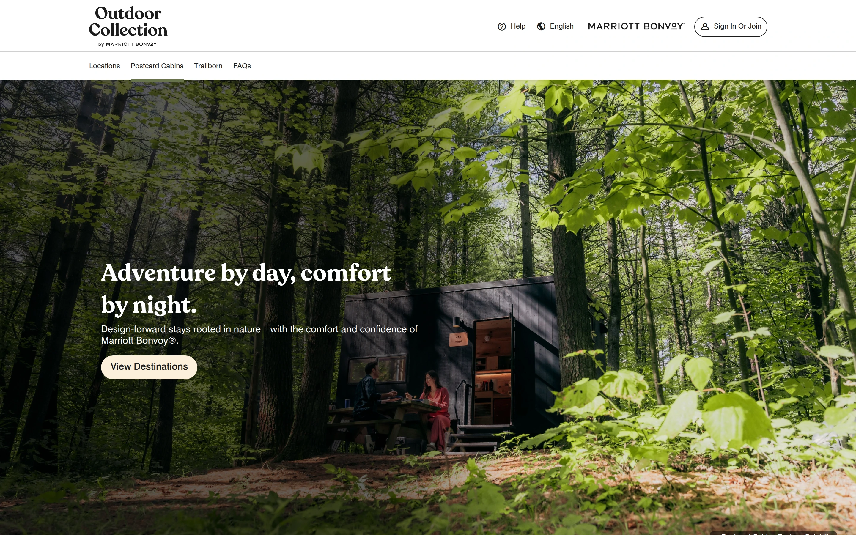 Postcard Cabins — Outdoor Collection — captured interface