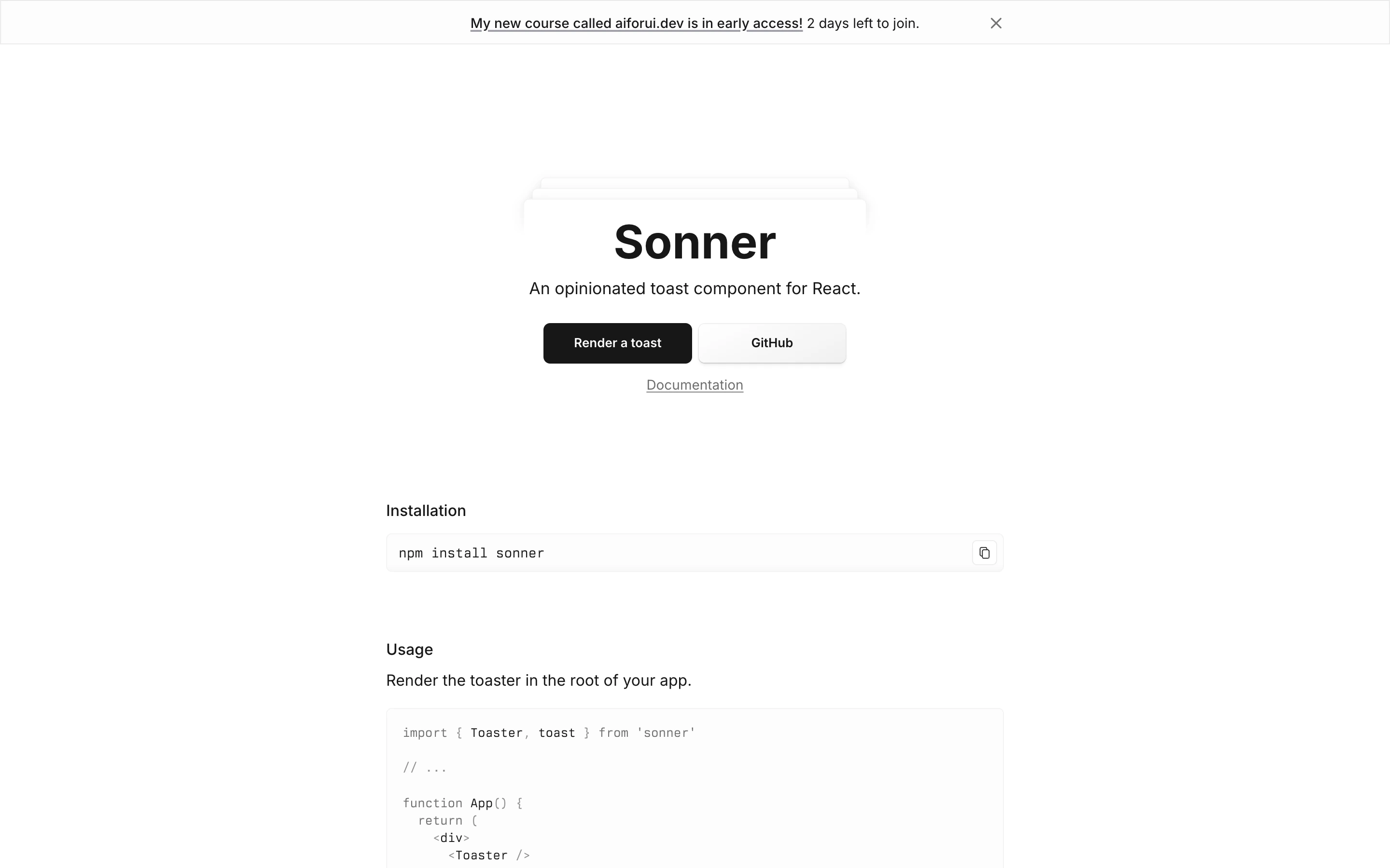 Sonner — captured interface