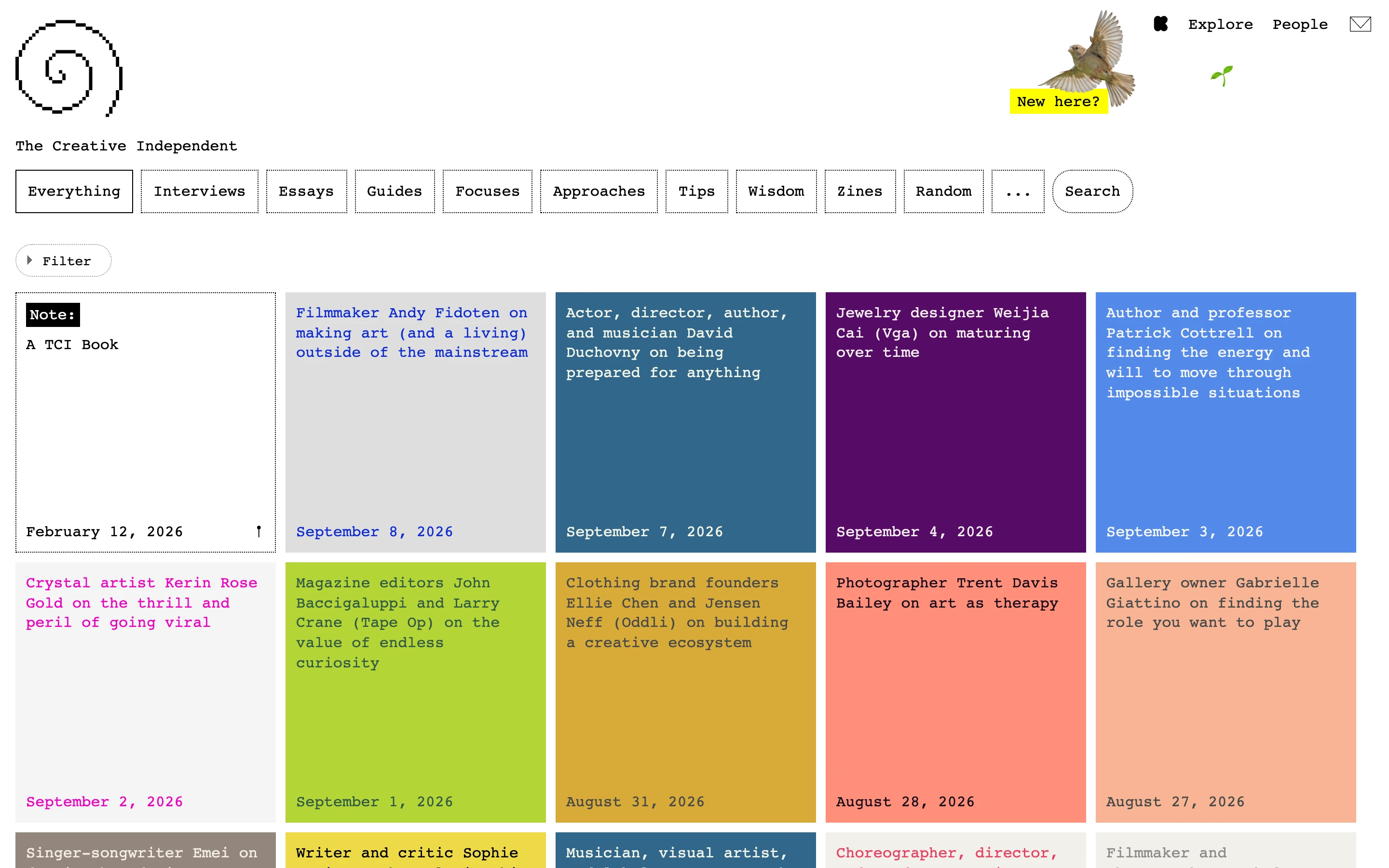 The Creative Independent — captured interface
