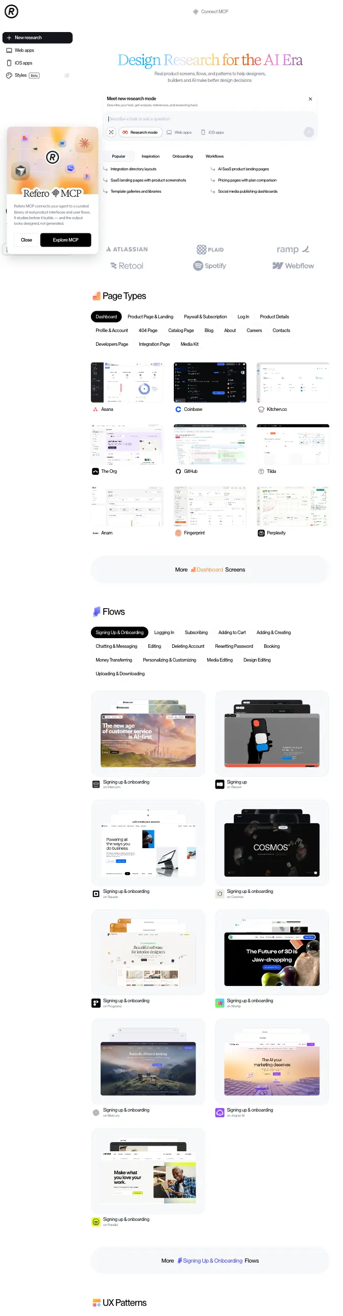 Refero — captured interface