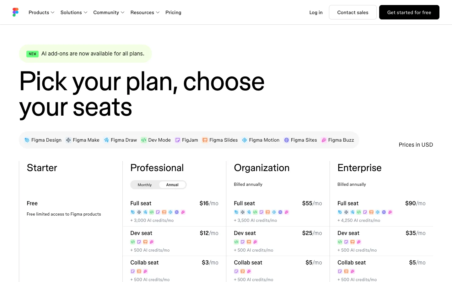 Figma — Pricing — captured interface